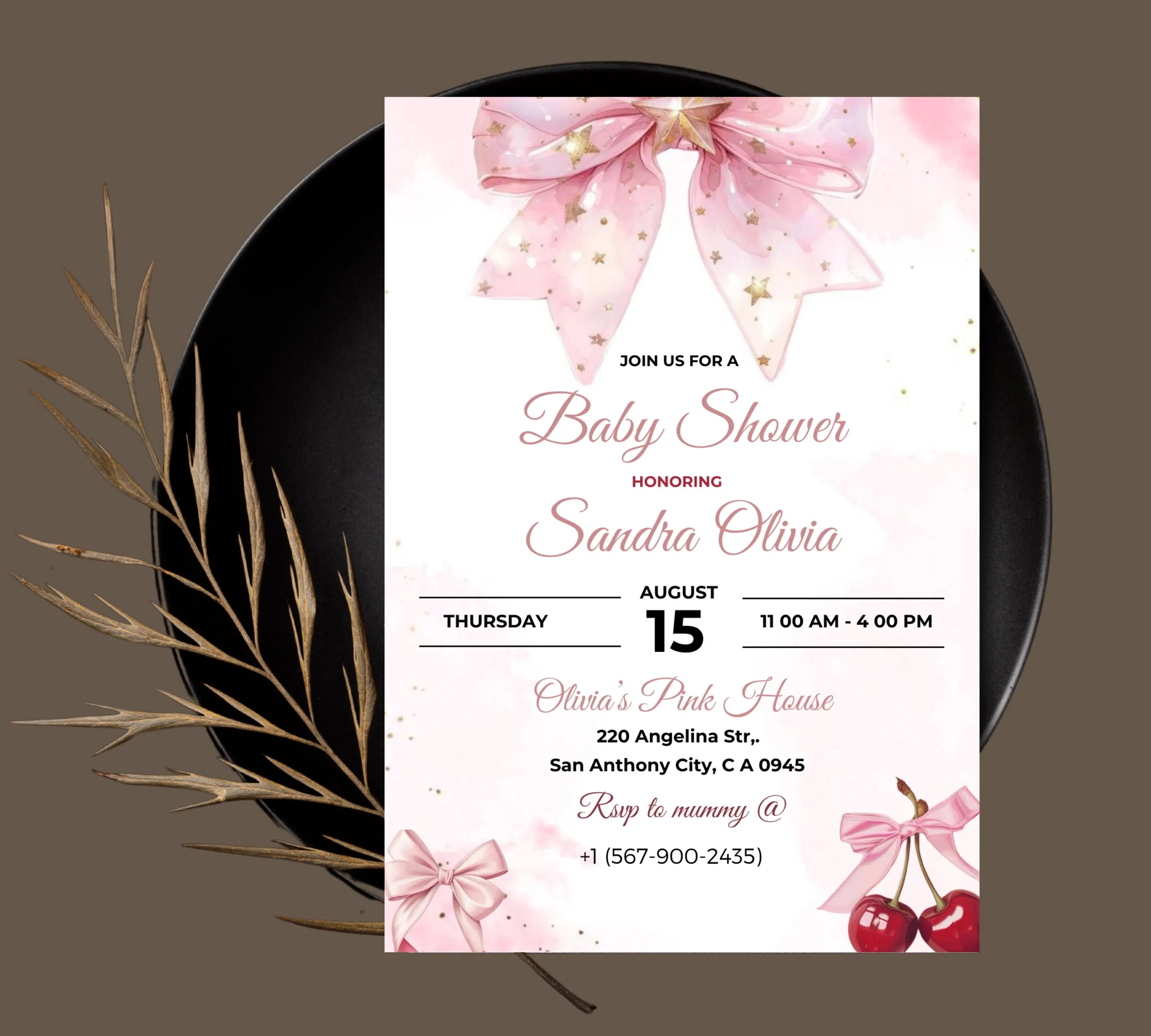 Editable Pink Bow Baby Shower Invitation, Pink Bow Invitation and Editable Games, Pink Coquette Bow Baby Shower Decoration Baby Girl