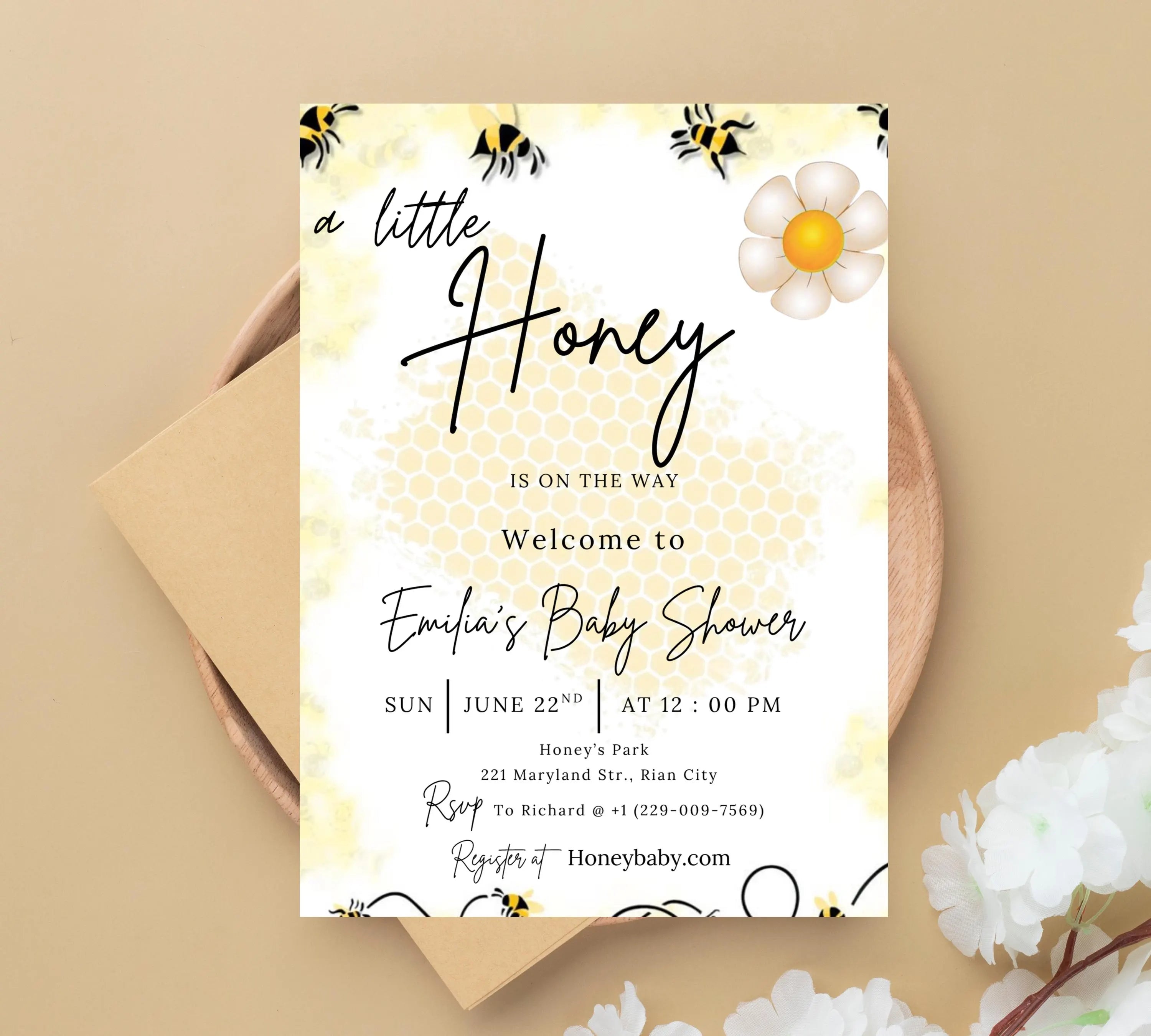 A Little Honey Baby Shower, A Little Honey Is On The Way Invitation, Gender Neutral Baby Shower Invite, Bee Baby Shower Invitation