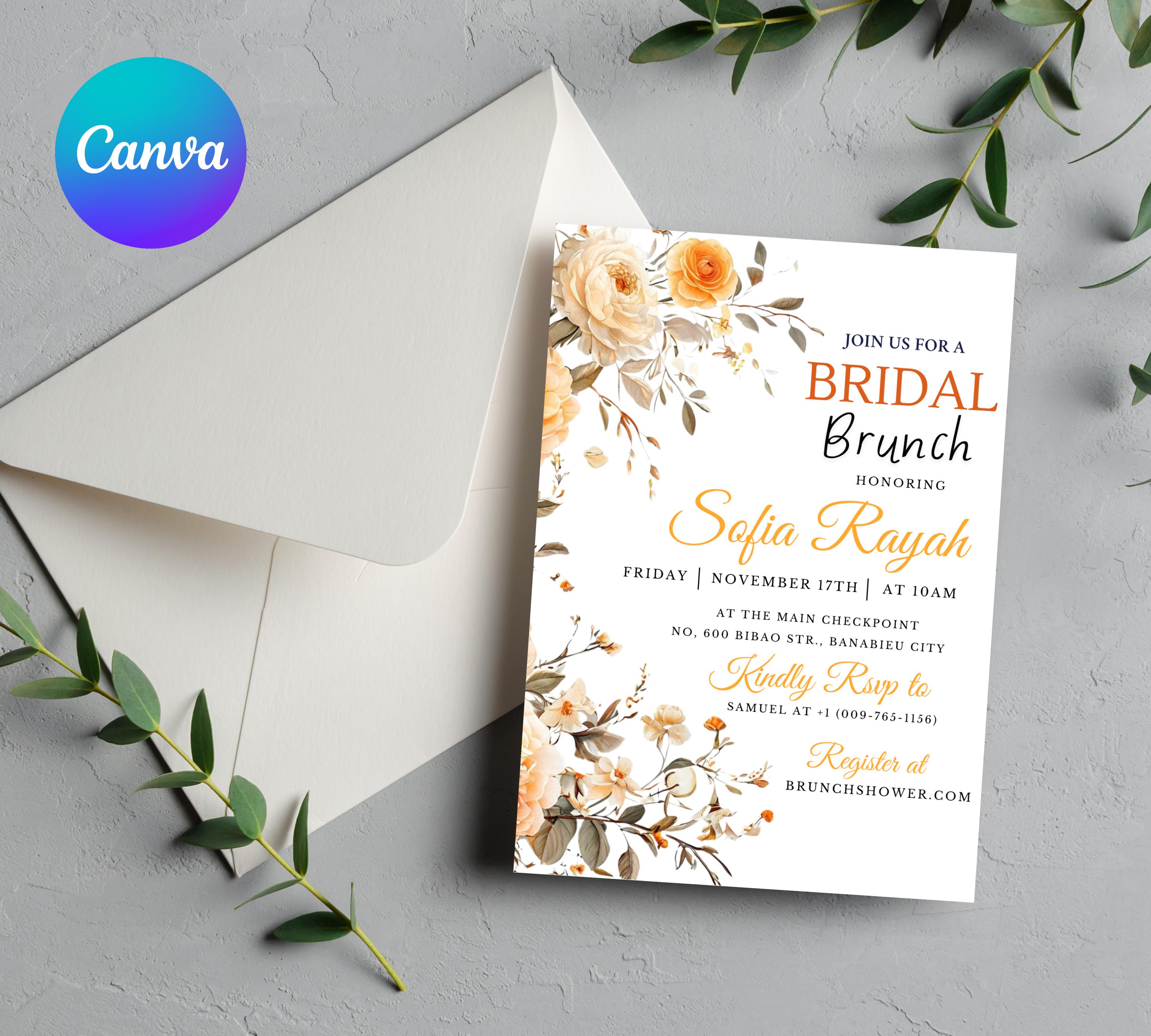 Editable Lemon Bridal Shower Invitation, Citrus Bridal Brunch Invitation, Main Squeeze Bridal Shower Invite, Mediterranean orange invite