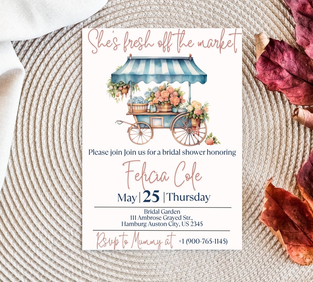 Editable Fresh off the Market Bridal Shower invitation Template, Editable Farmer's Market Invitation, Farmer's Market Invite, Gingham