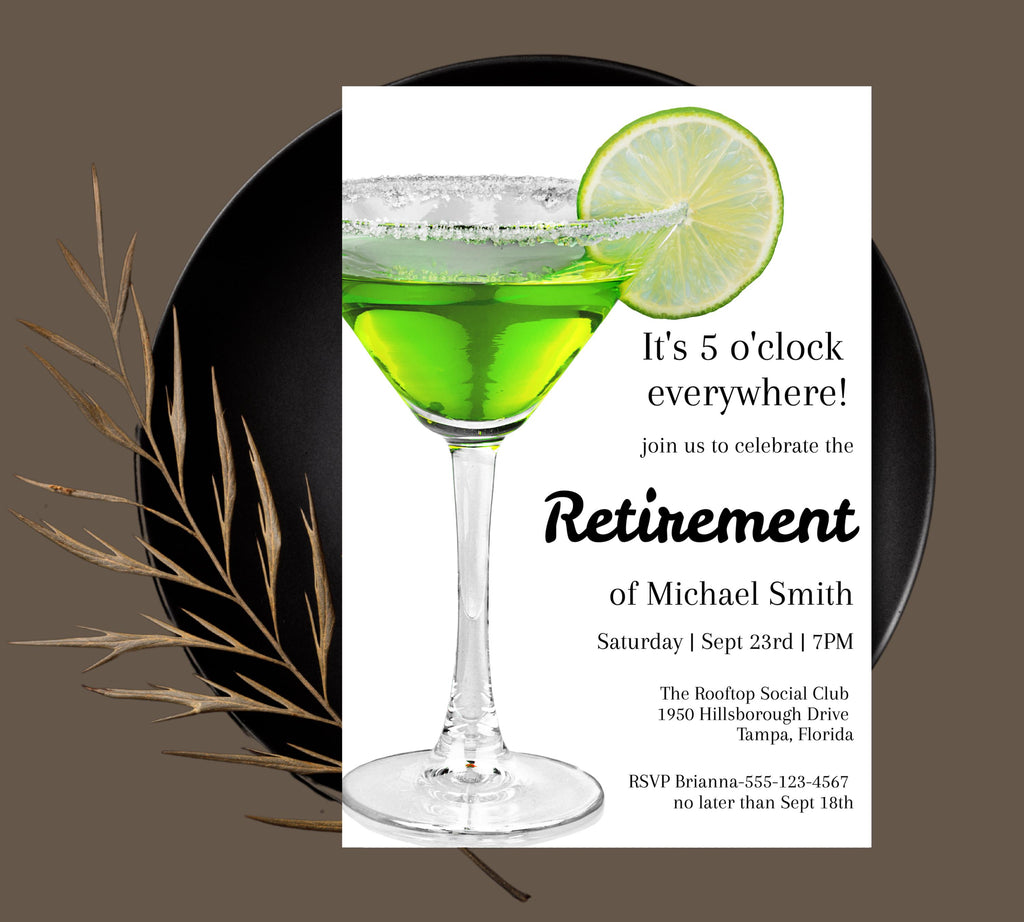 Editable Cocktail Retirement Party invitation, Funny Retirement Invitation, Editable Retirement Party Invitation Template, INSTANT DOWNLOAD