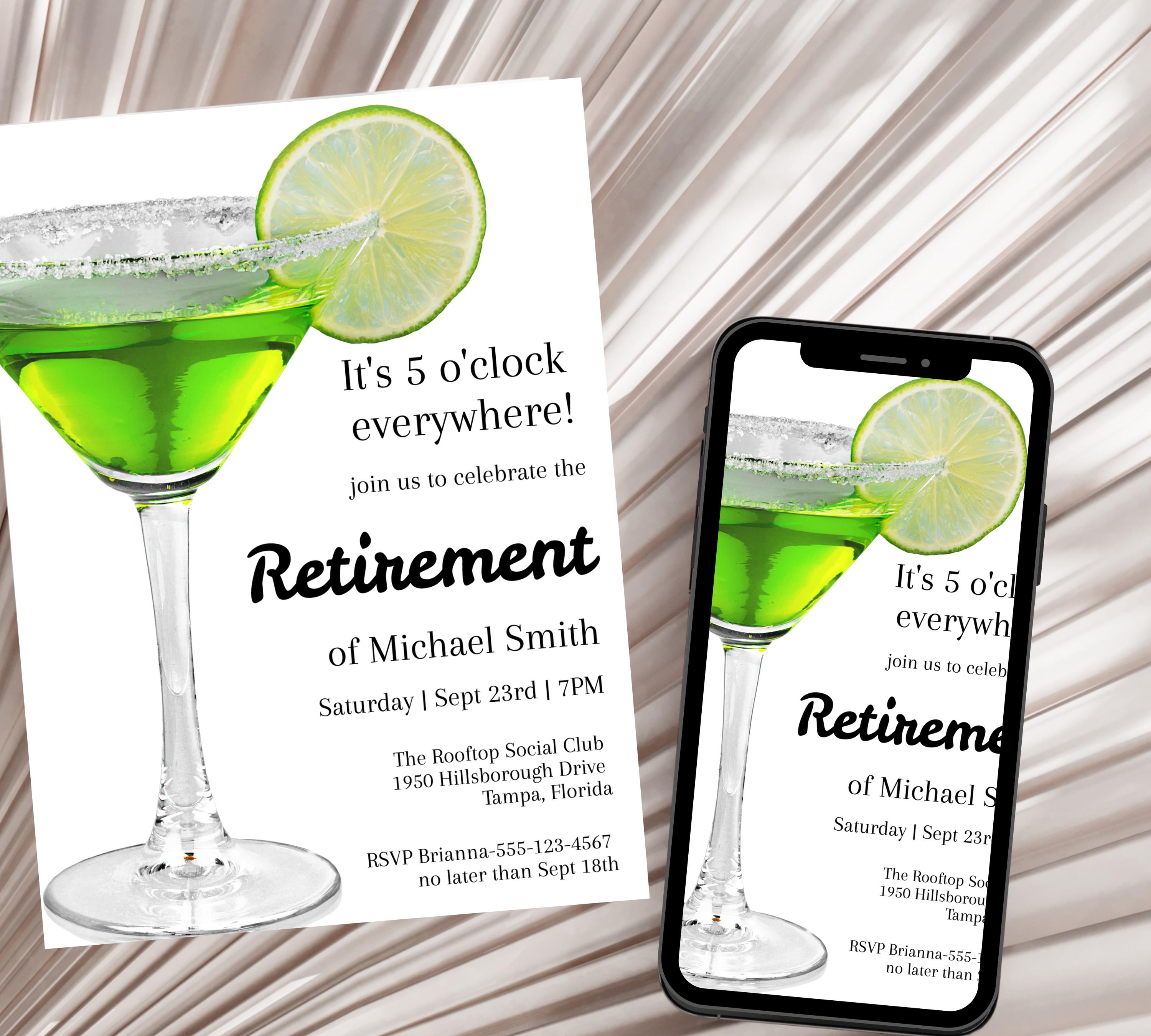 Editable Cocktail Retirement Party invitation, Funny Retirement Invitation, Editable Retirement Party Invitation Template, INSTANT DOWNLOAD