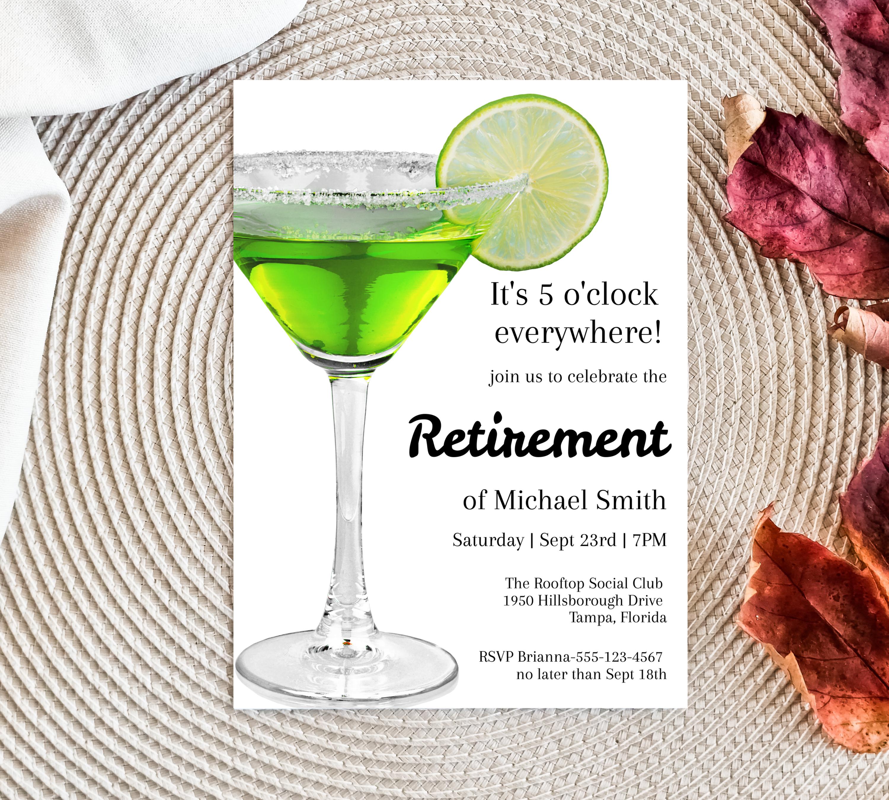 Editable Cocktail Retirement Party invitation, Funny Retirement Invitation, Editable Retirement Party Invitation Template, INSTANT DOWNLOAD