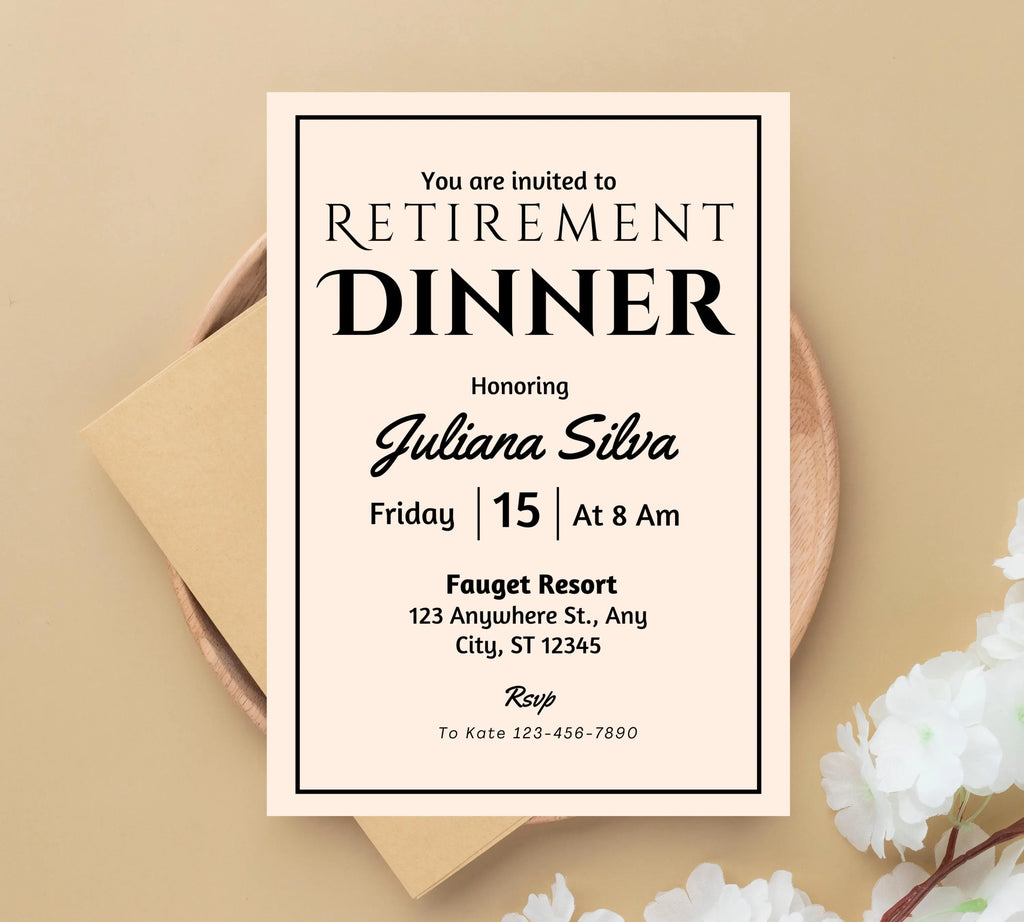 Editable Retirement Party Invitation Template, Work Retire Mens Womens, Retirement Dinner party Invite, Retirement Invitation