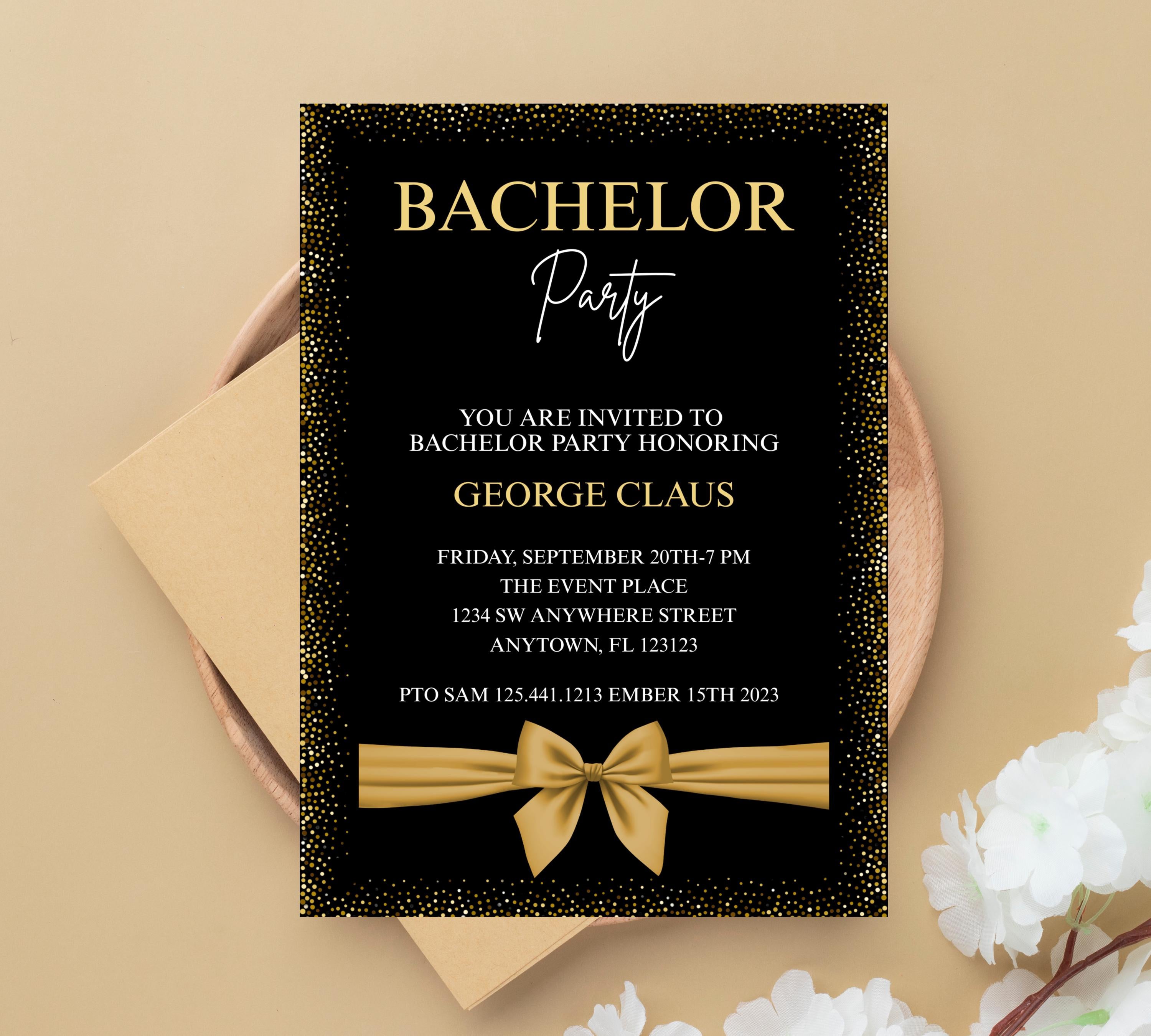 Editable Bachelor Party Invitation Template, Printable Stag Party Invite, Editable Bachelor Weekend, Groomsmen Whiskey Cigar Invite,