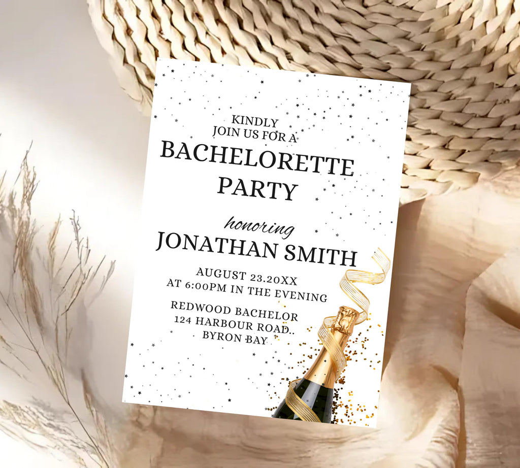 Bachelorette Party invitation, Editable champagne Bachelor Weekend, weekend brewery bachelor party invite, champagne bachelor party invite