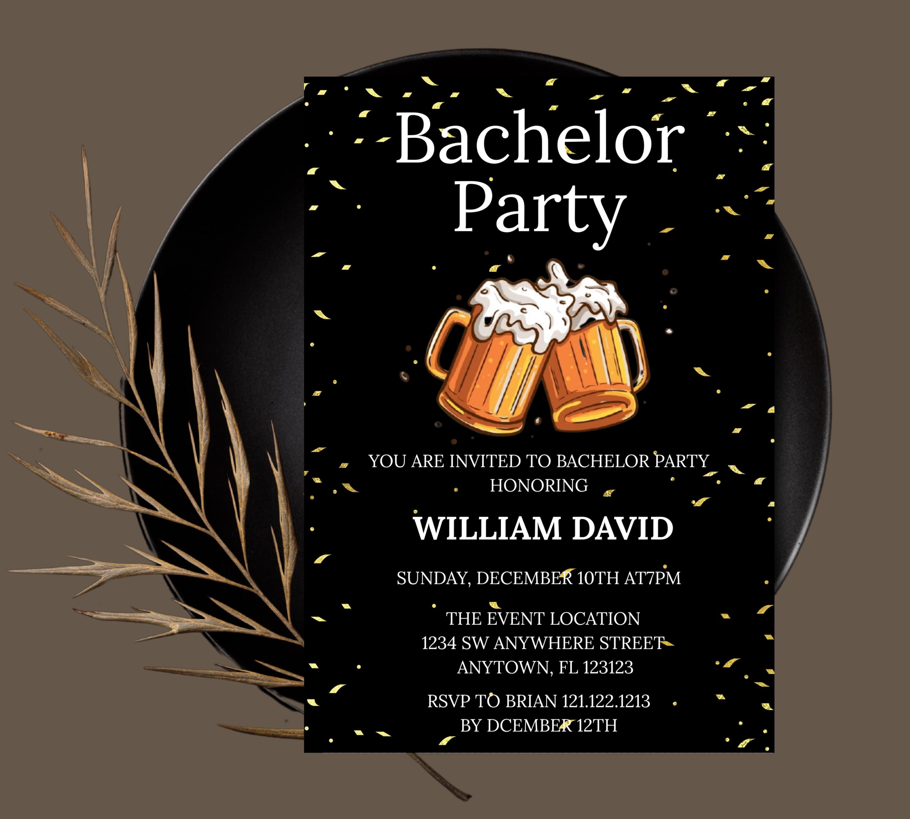 Bachelor Party Invitation Template, cheer and beer bachelor party invite, Editable Bachelor Weekend, Groomsmen Whiskey Cigar Invite
