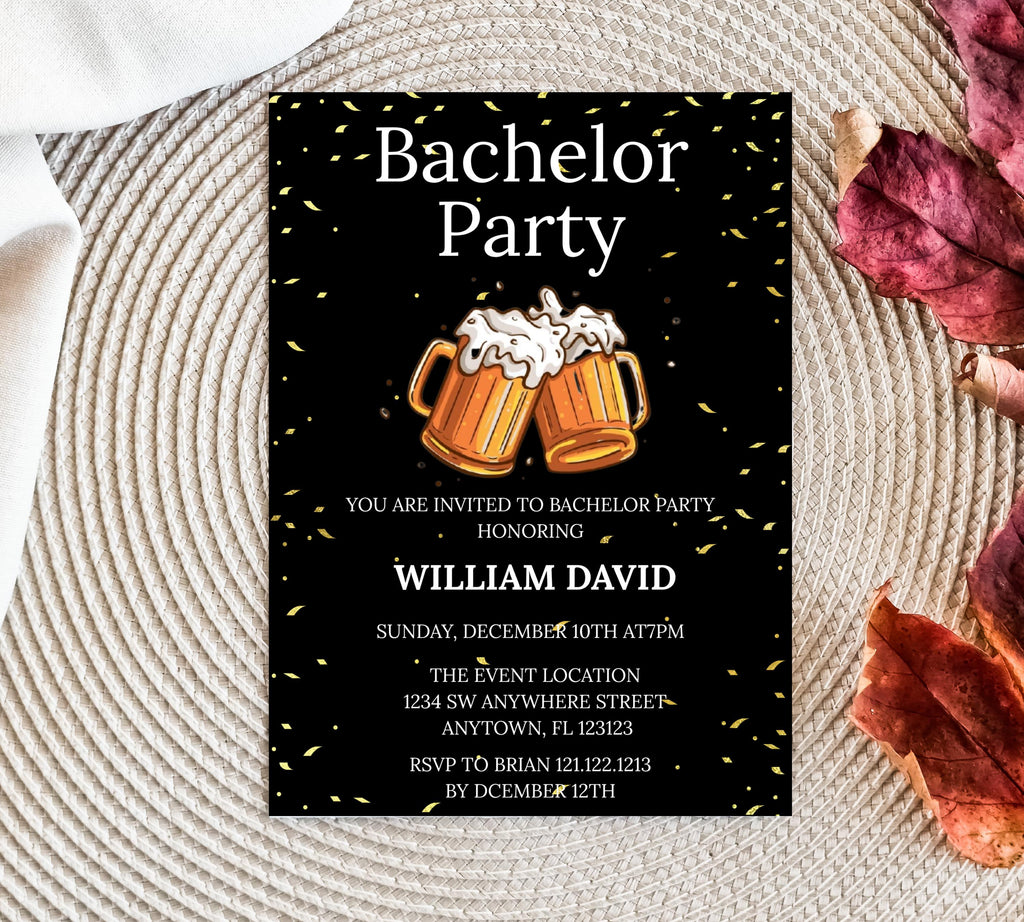 Bachelor Party Invitation Template, cheer and beer bachelor party invite, Editable Bachelor Weekend, Groomsmen Whiskey Cigar Invite