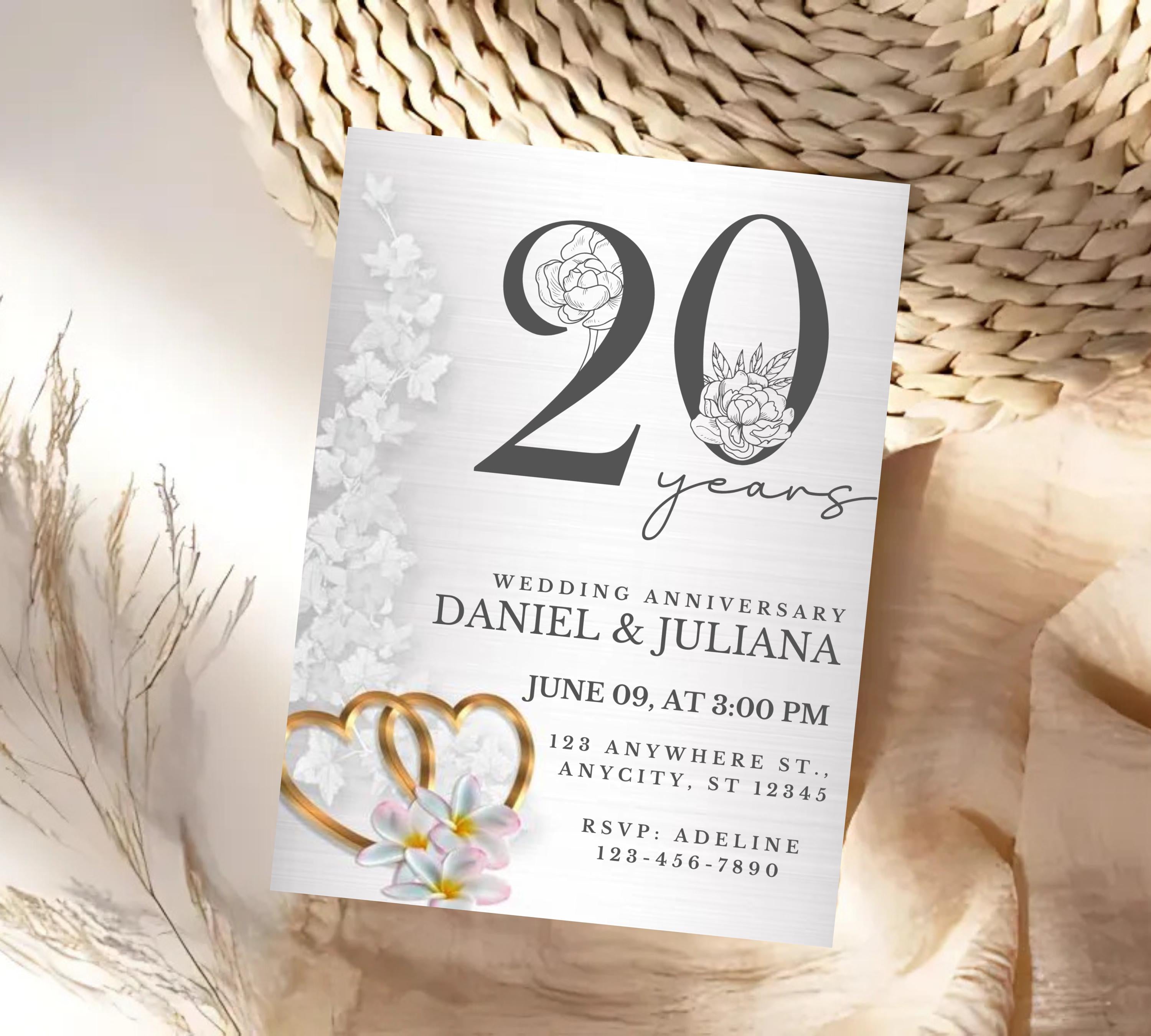 Editable Silver wedding Anniversary Invitation, Sliver, Elegant,Wedding Anniversary Invitation, 30th Wedding Anniversary Invite, 60th, 40th