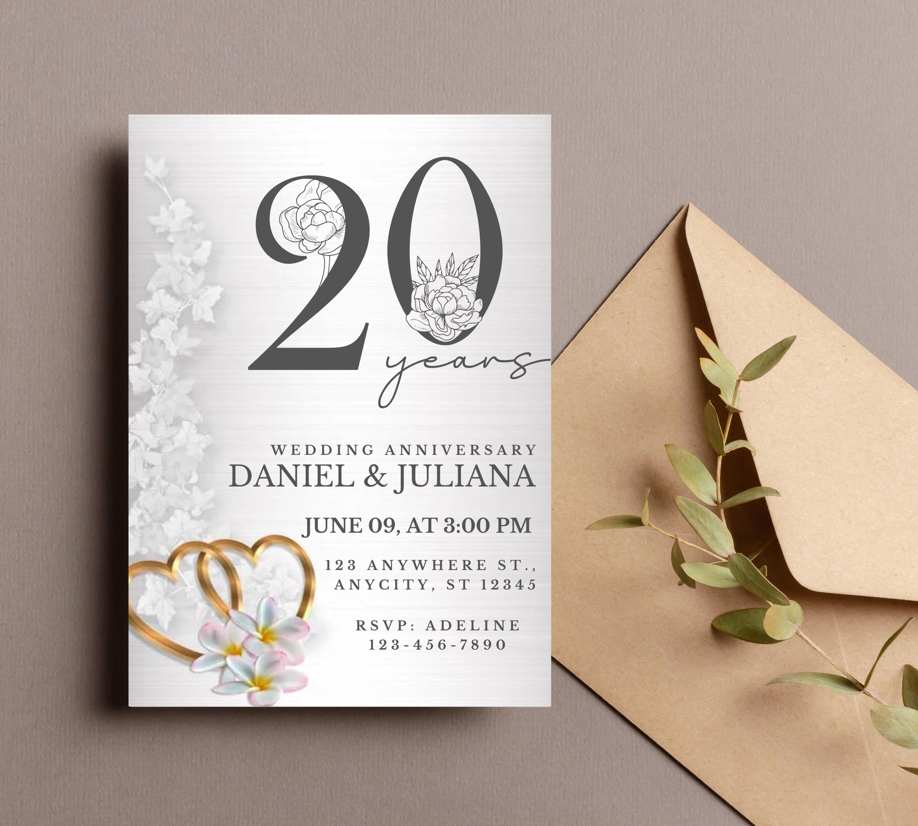 Editable Silver wedding Anniversary Invitation, Sliver, Elegant,Wedding Anniversary Invitation, 30th Wedding Anniversary Invite, 60th, 40th