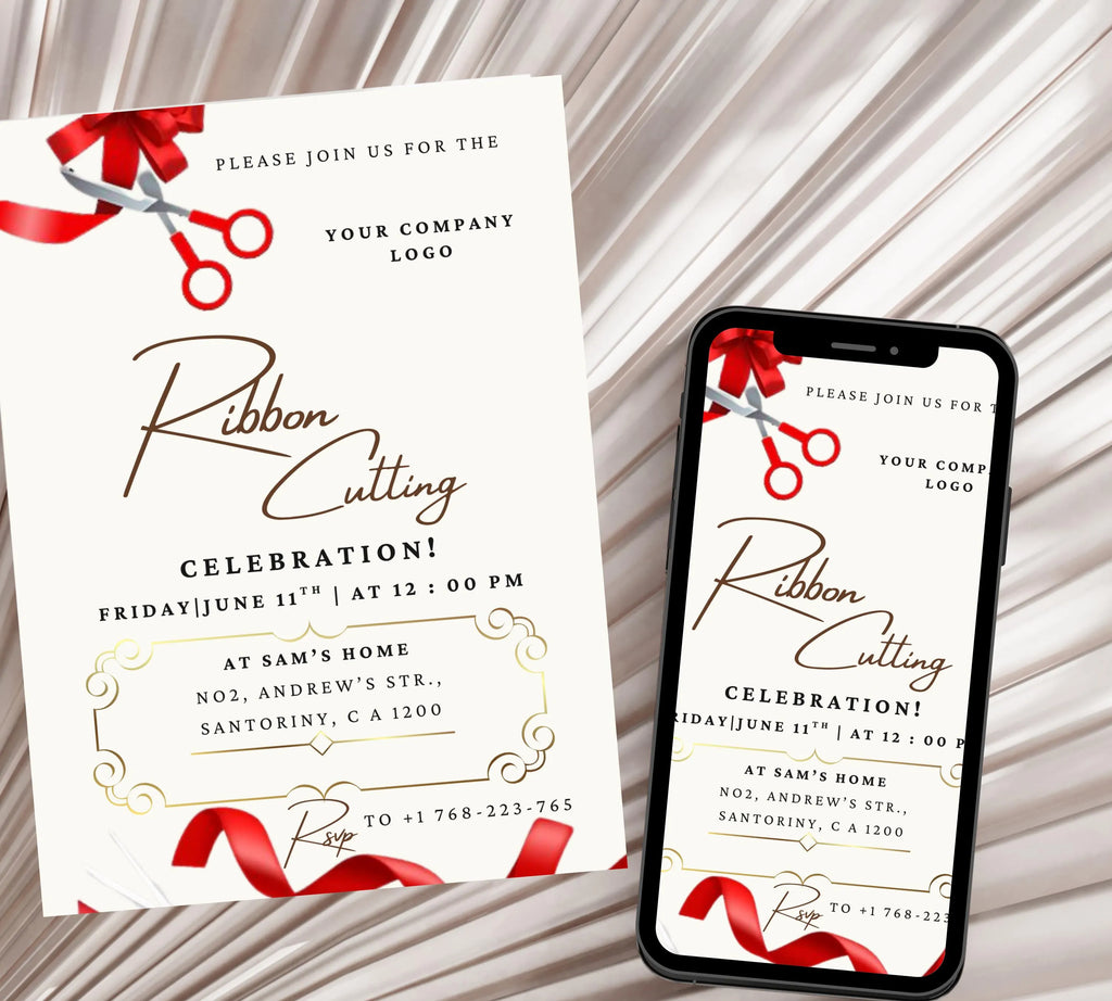 Grand Opening Flyer Template, Grand Opening Invitation, Business Grand Opening Digital, Launch Party invitation, Red and White Grand Invite