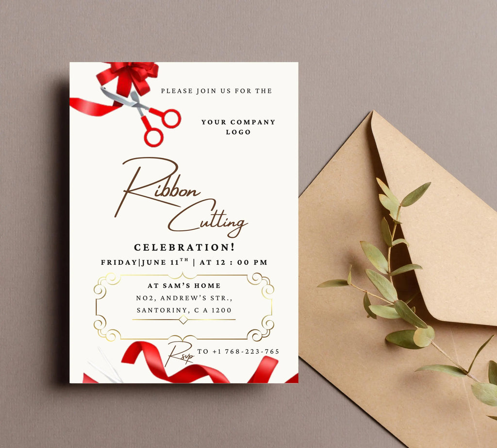 Grand Opening Flyer Template, Grand Opening Invitation, Business Grand Opening Digital, Launch Party invitation, Red and White Grand Invite