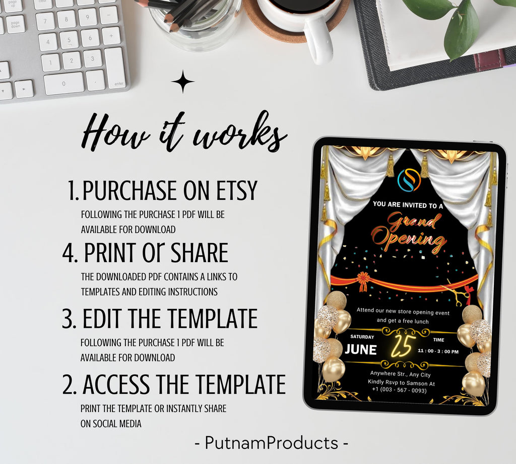 Editable Grand Opening Invitation Template, Business Launch Event Invite, Modern Business Invitation, Launch Party invitation, Grand Opening