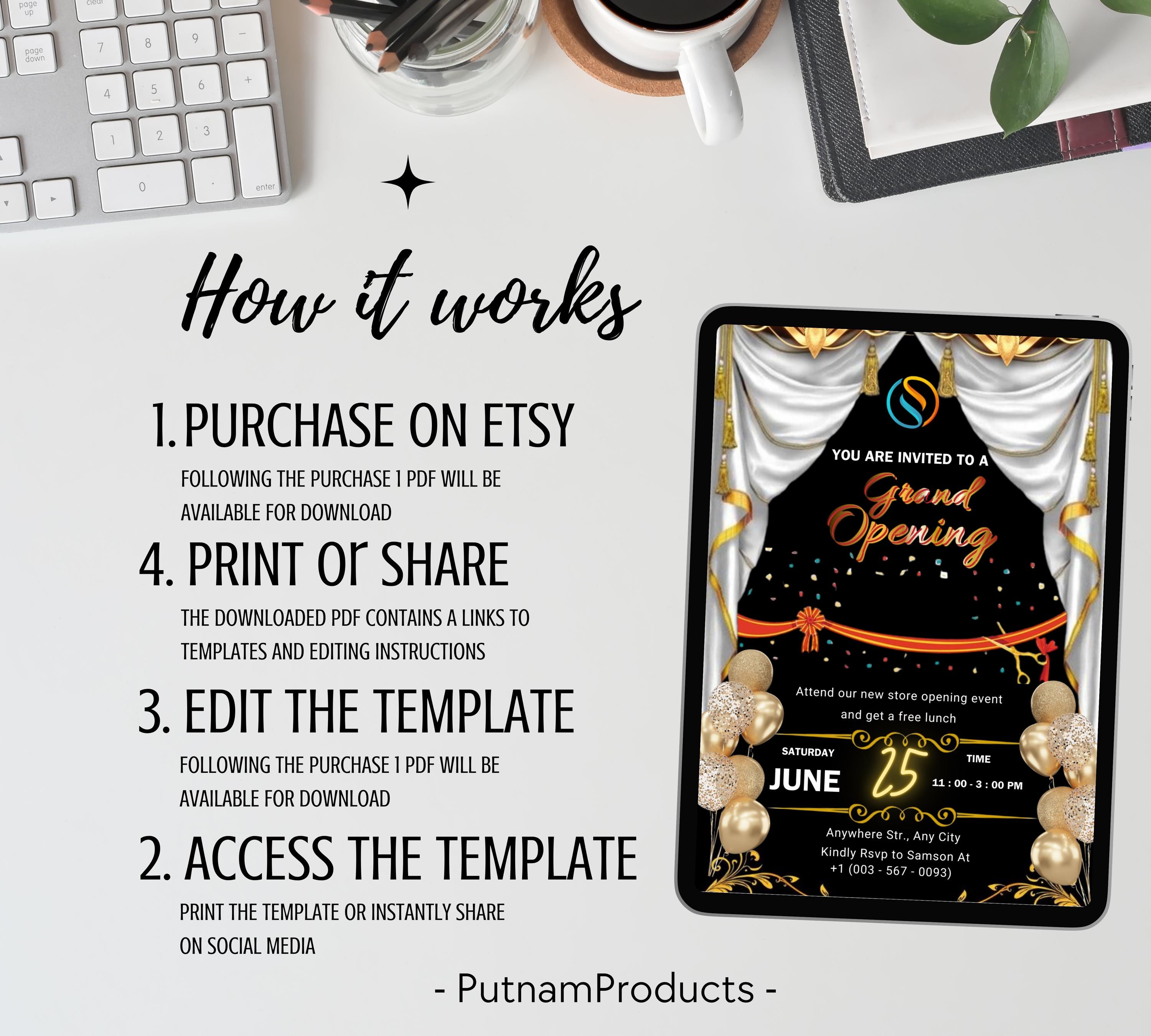 Editable Grand Opening Invitation Template, Business Launch Event Invite, Modern Business Invitation, Launch Party invitation, Grand Opening