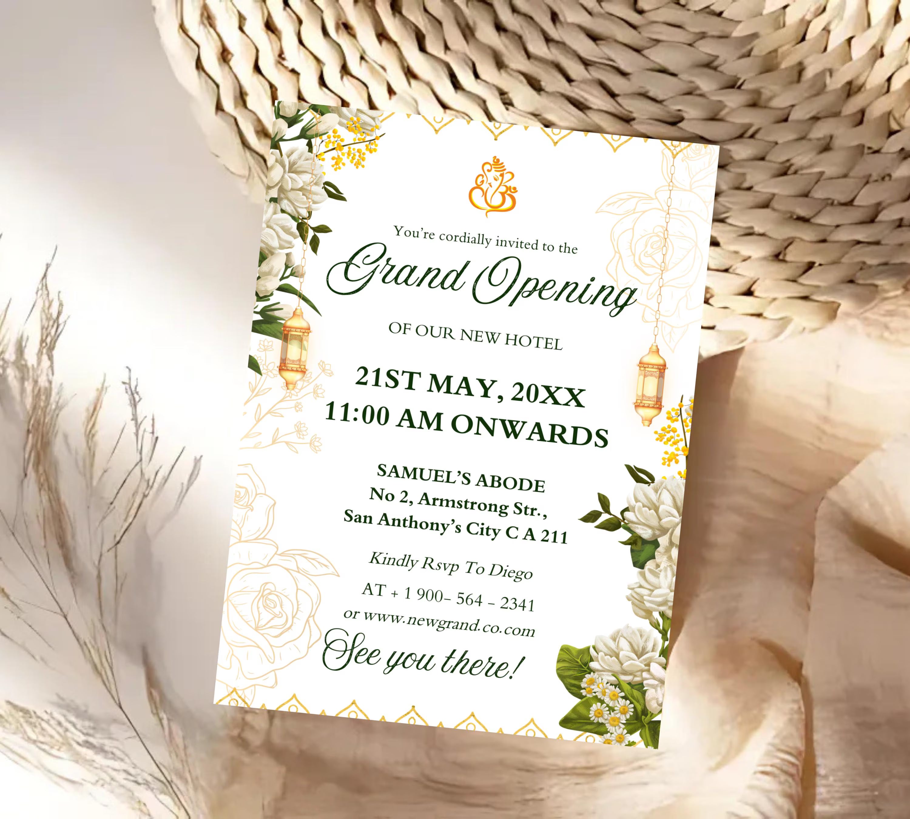 Grand Opening Flyer Template, Modern Business Invitation,  Grand Opening Invitation, Digital You're Invited, Text Brand Grand E-Invitation