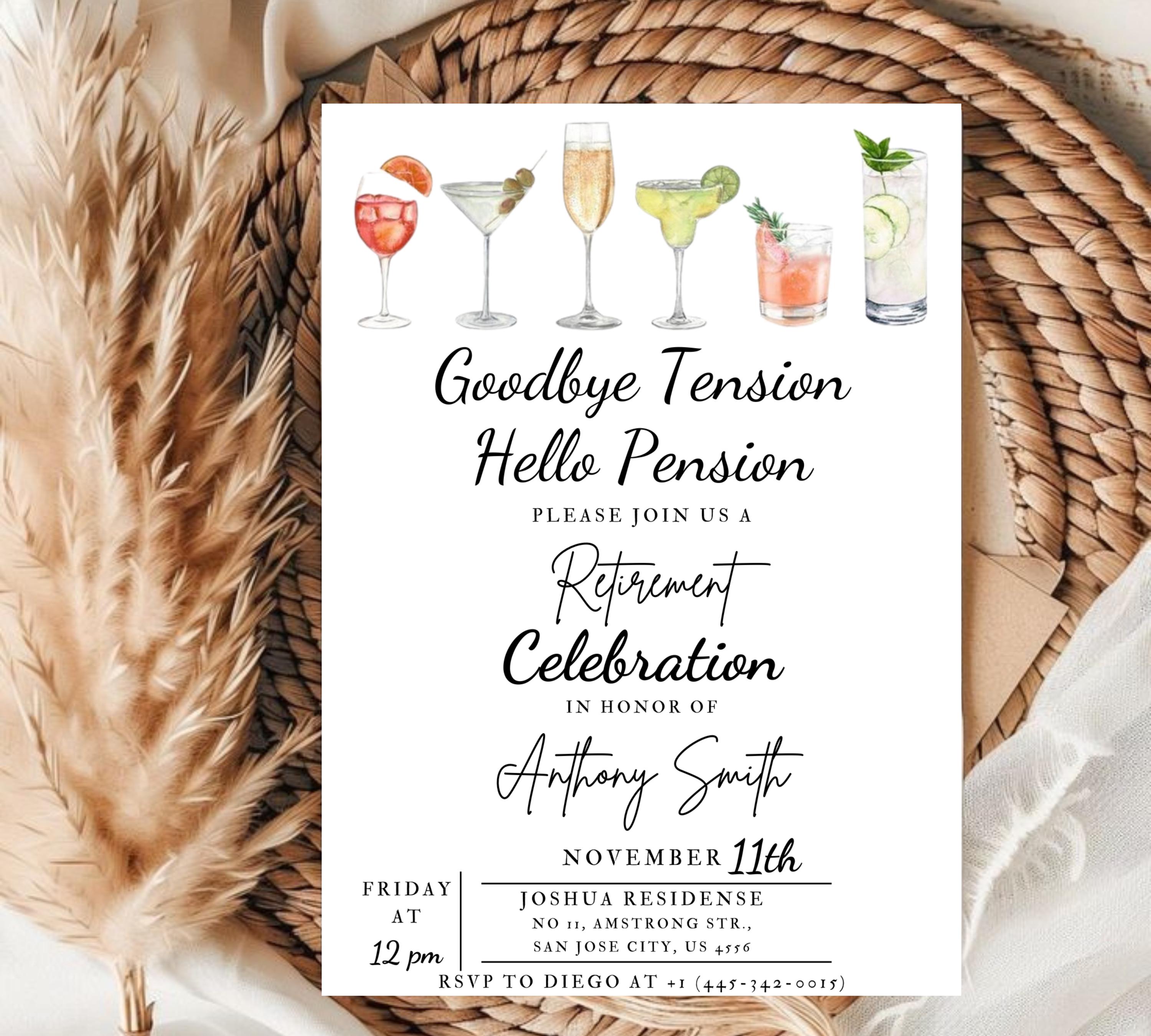 Funny Retirement Invitation, Modern & Simple Retirement Party Invite, Editable Retirement Invite, Summer Retirement Party Invite, Retirement