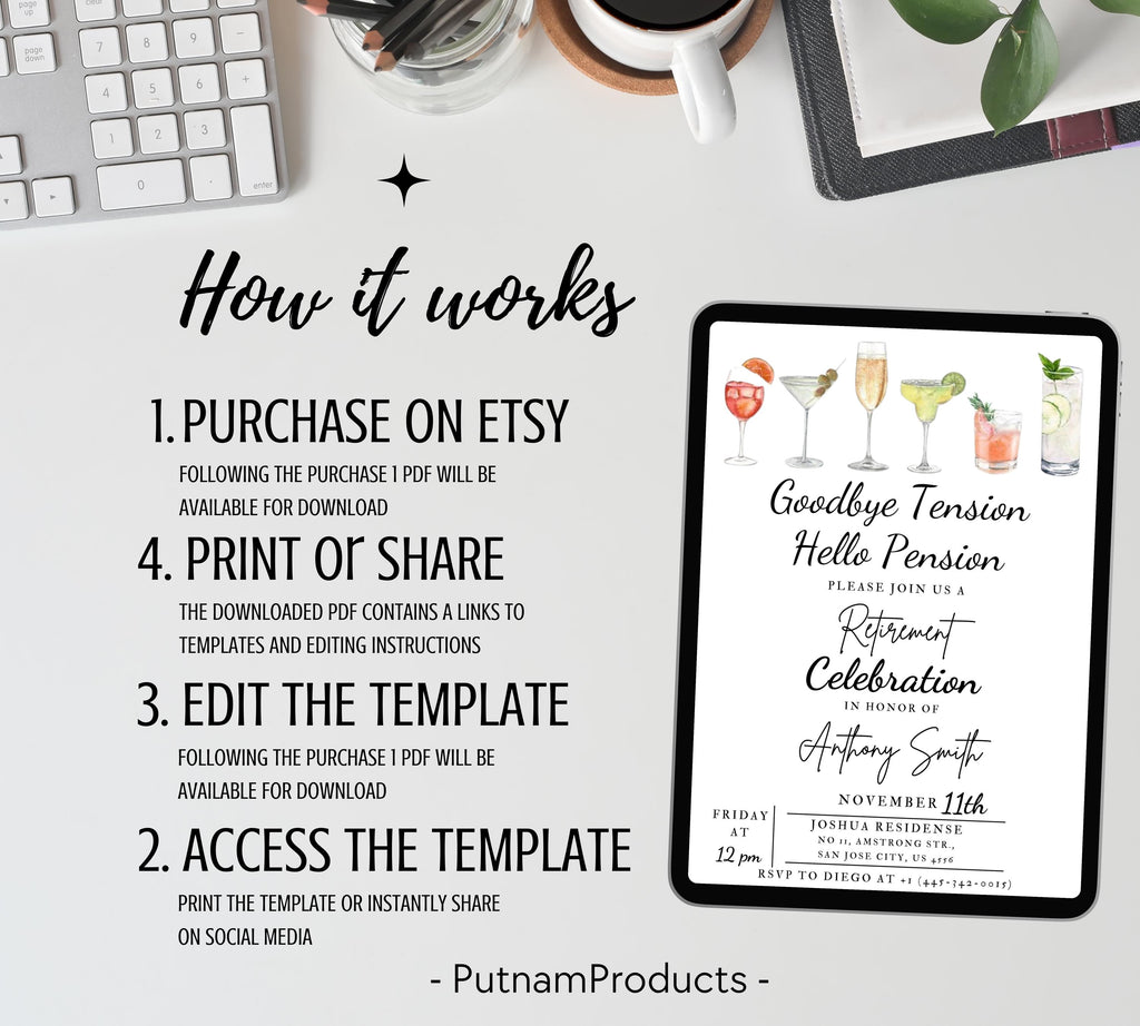 Funny Retirement Invitation, Modern & Simple Retirement Party Invite, Editable Retirement Invite, Summer Retirement Party Invite, Retirement