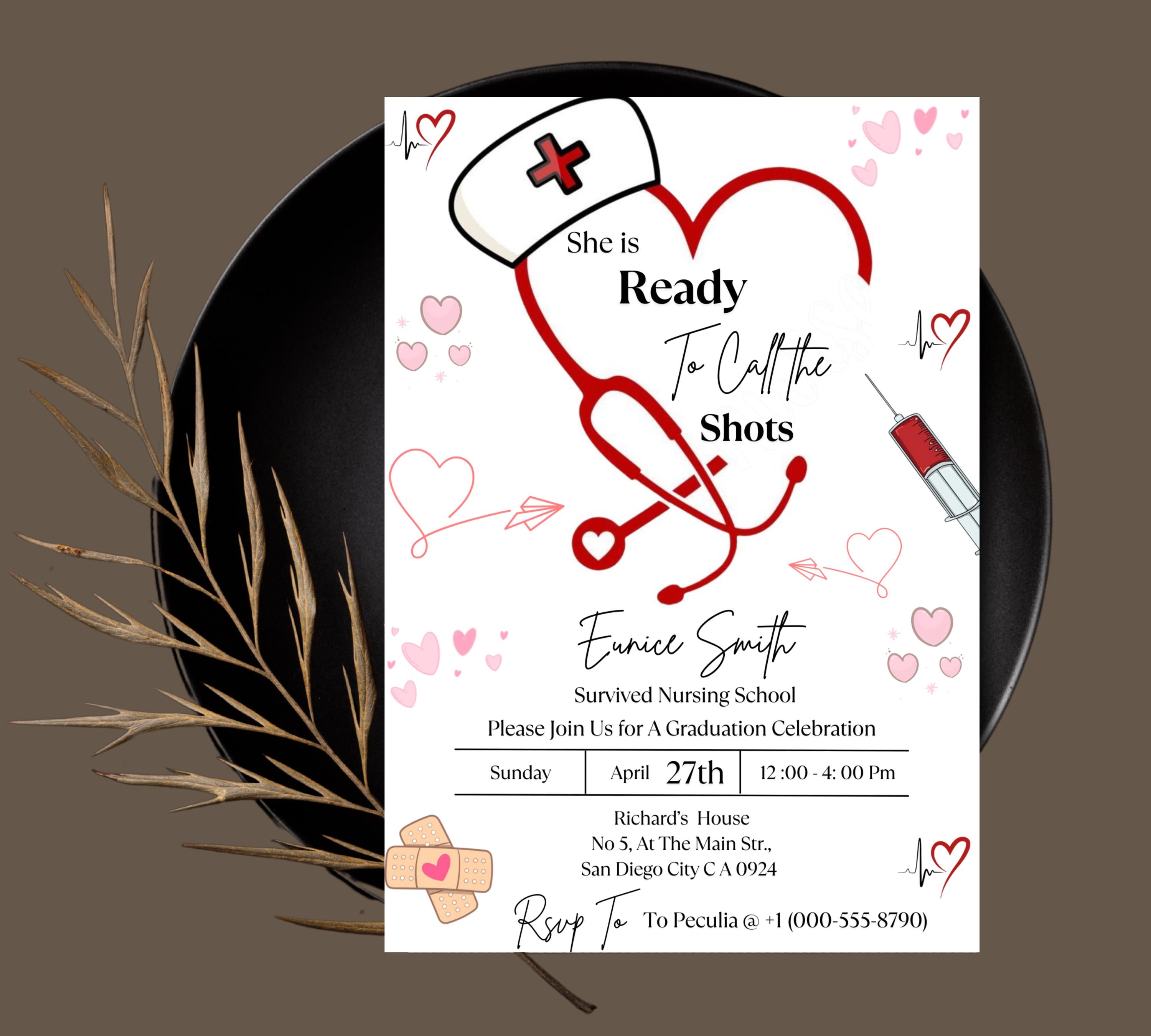 Nurse Graduation Invitation, Nurse Graduation Announcement, Nurse Grad Invitation, Medical Graduation Invitation, Nursin Ceremony Invitation
