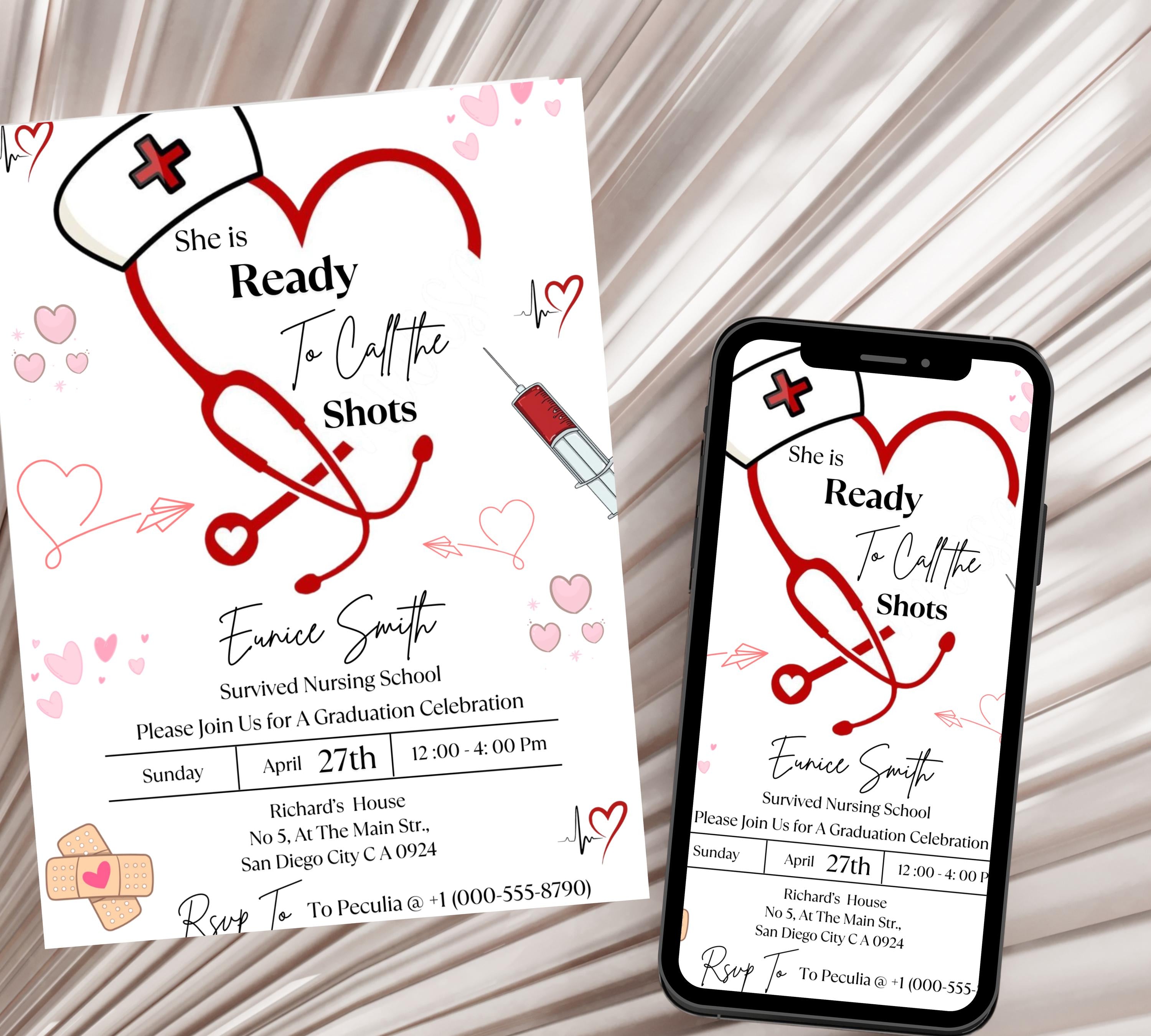 Nurse Graduation Invitation, Nurse Graduation Announcement, Nurse Grad Invitation, Medical Graduation Invitation, Nursin Ceremony Invitation