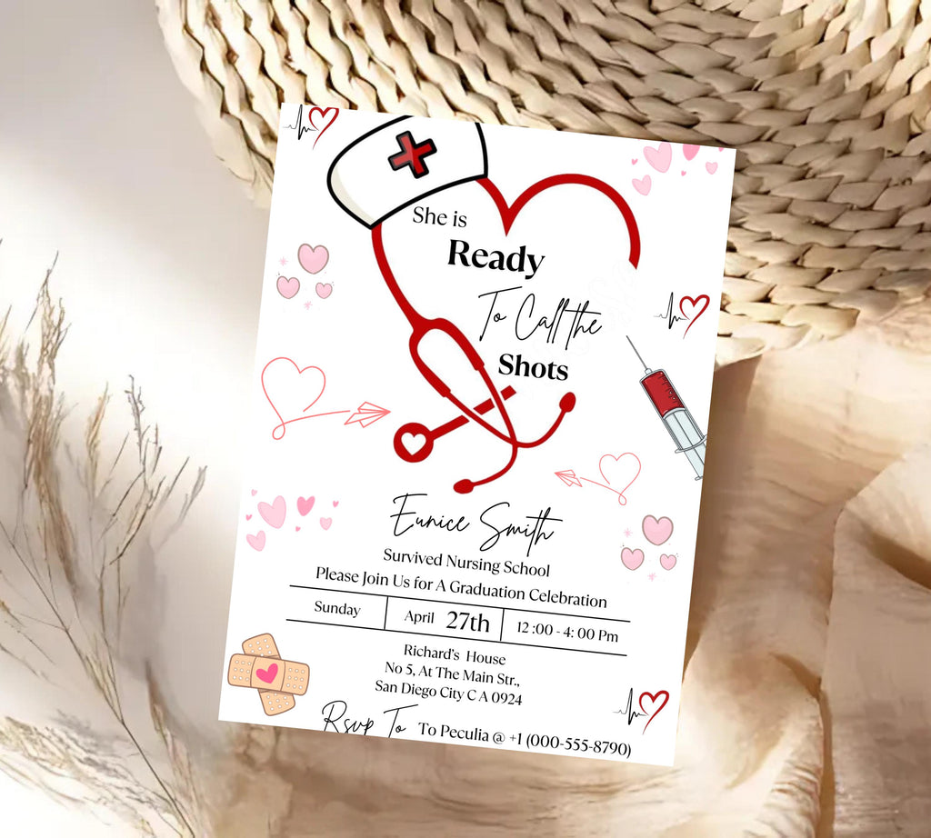 Nurse Graduation Invitation, Nurse Graduation Announcement, Nurse Grad Invitation, Medical Graduation Invitation, Nursin Ceremony Invitation