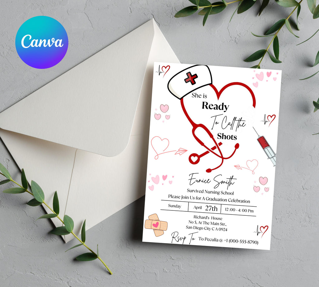 Nurse Graduation Invitation, Nurse Graduation Announcement, Nurse Grad Invitation, Medical Graduation Invitation, Nursin Ceremony Invitation