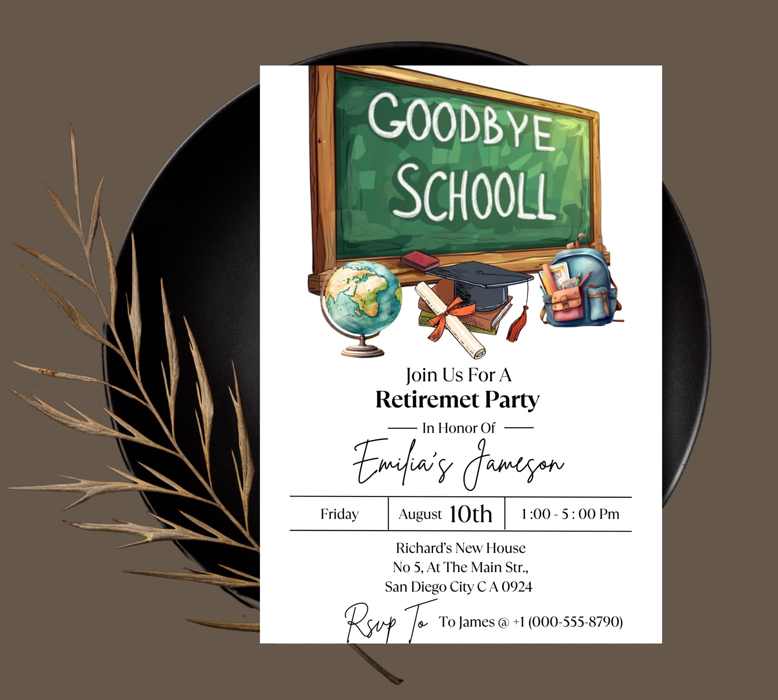 Teacher Retirement Invitation, Editable School's Out Forever Party Invite Template, Surprise Retirement, Principal Retirement, Teacher Evite