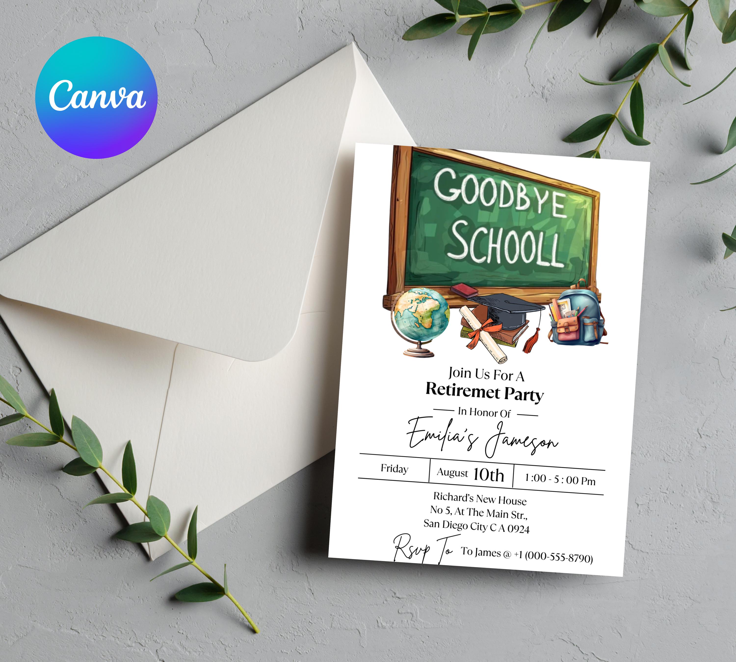 Teacher Retirement Invitation, Editable School's Out Forever Party Invite Template, Surprise Retirement, Principal Retirement, Teacher Evite