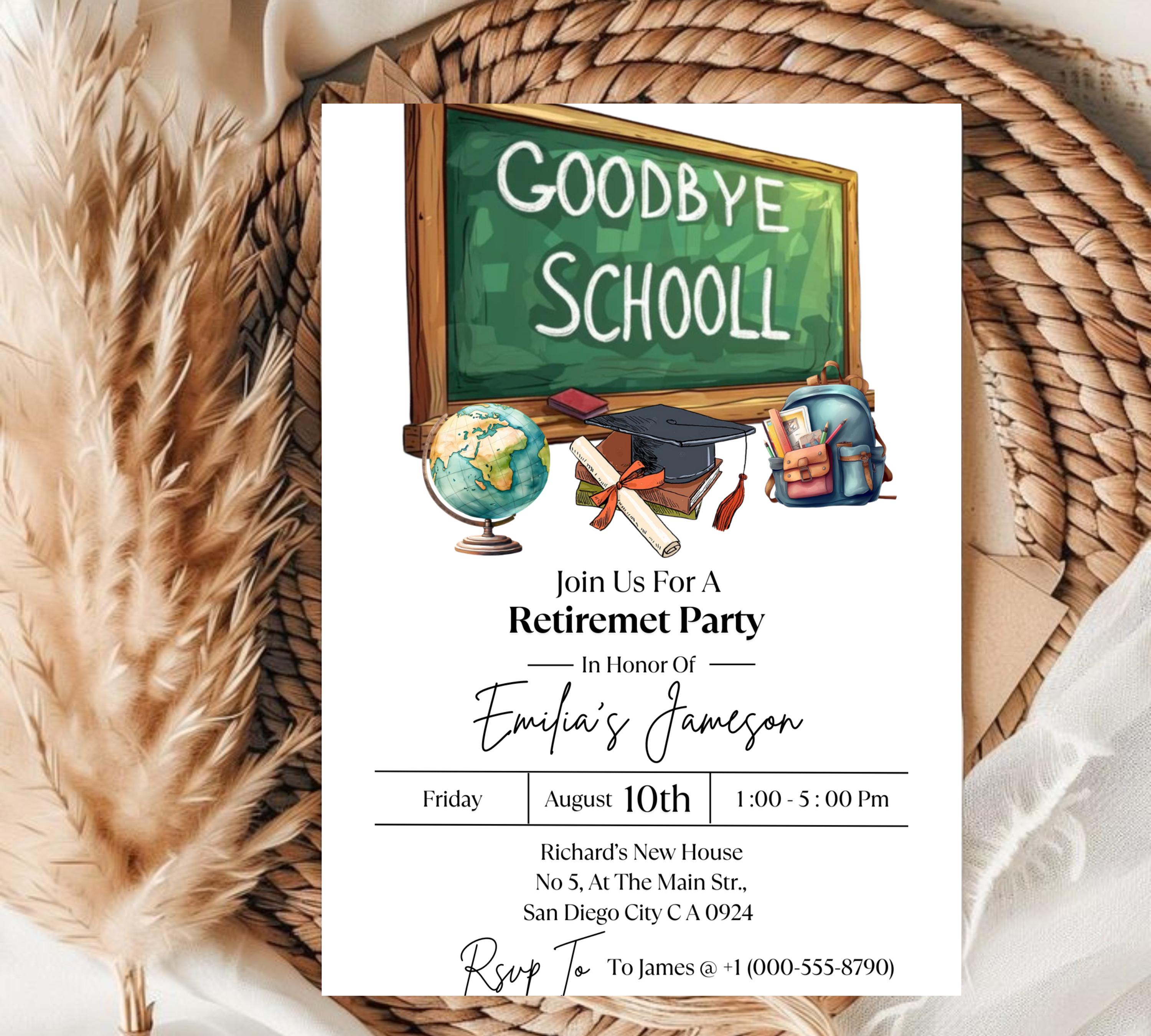 Teacher Retirement Invitation, Editable School's Out Forever Party Invite Template, Surprise Retirement, Principal Retirement, Teacher Evite
