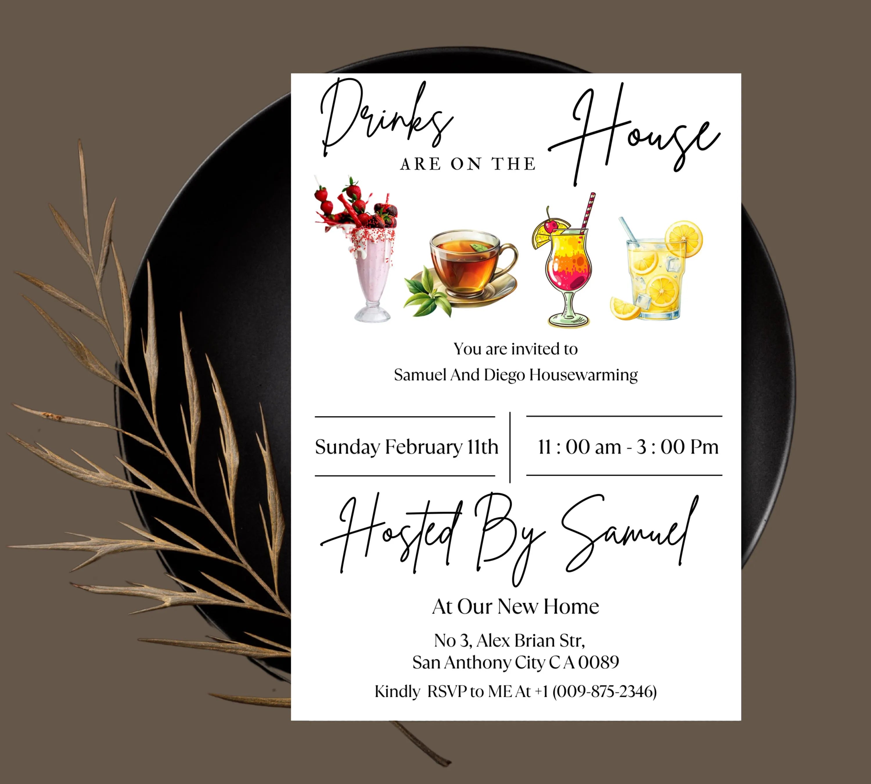 Drinks are on the House, Housewarming Invitation, Editable Invitation, New Home Parties, Home Sweet Home Printable, We're All Settled Invite