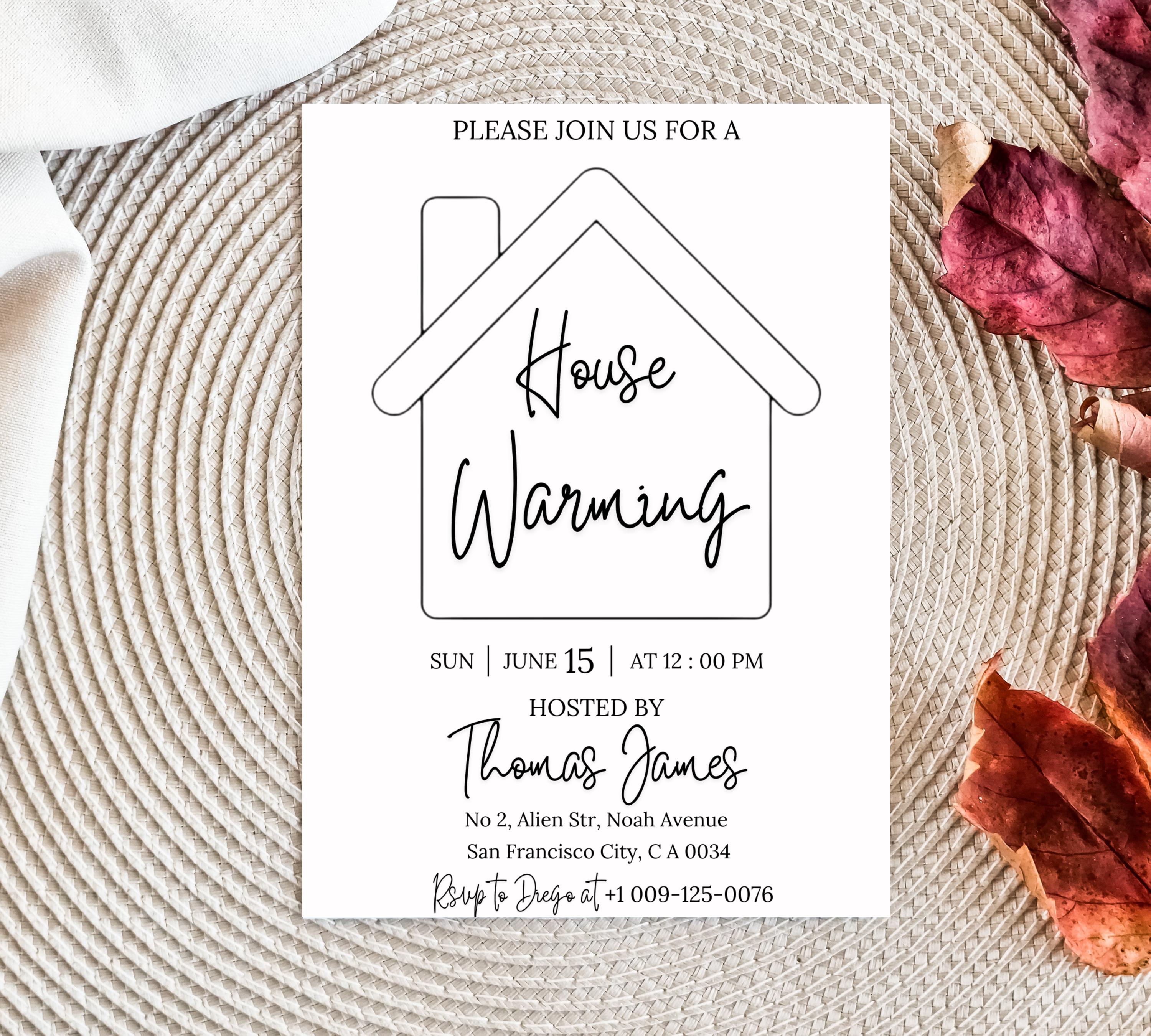 Housewarming Party Invitation, Modern Housewarming Party Invite, Minimalist, We're All Settled In Invitation, Moving Announcement, Digital