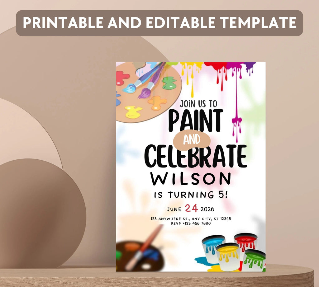 Painting Birthday Party Invitation, Art Party Invitation, Art Birthday Party Invitation, Dress for a Mess, Art Themed, Instant Download
