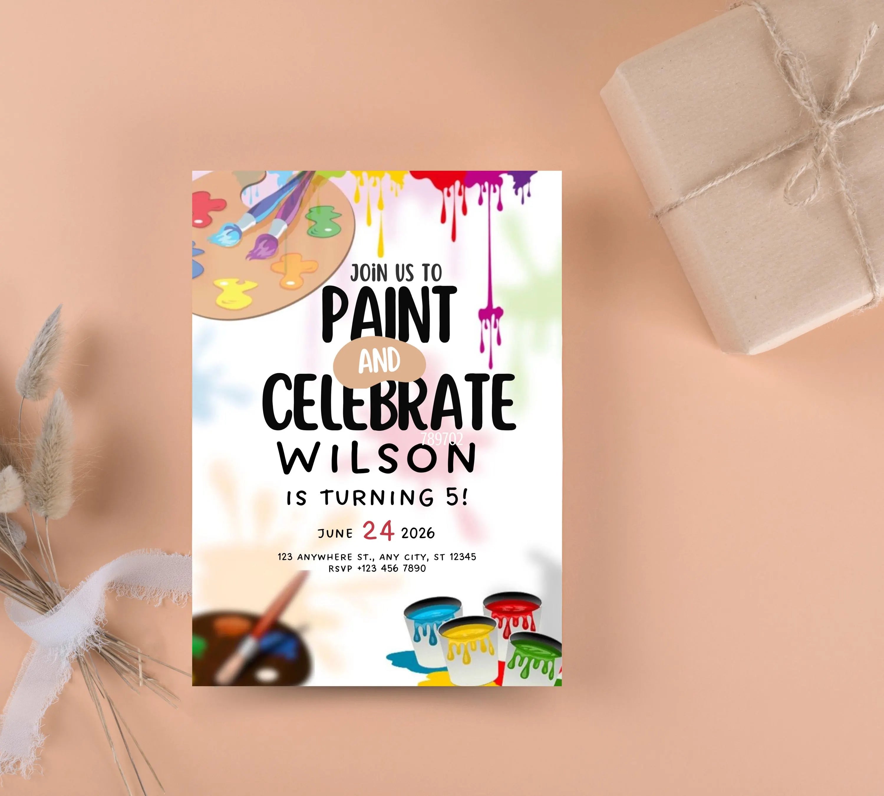 Painting Birthday Party Invitation, Art Party Invitation, Art Birthday Party Invitation, Dress for a Mess, Art Themed, Instant Download