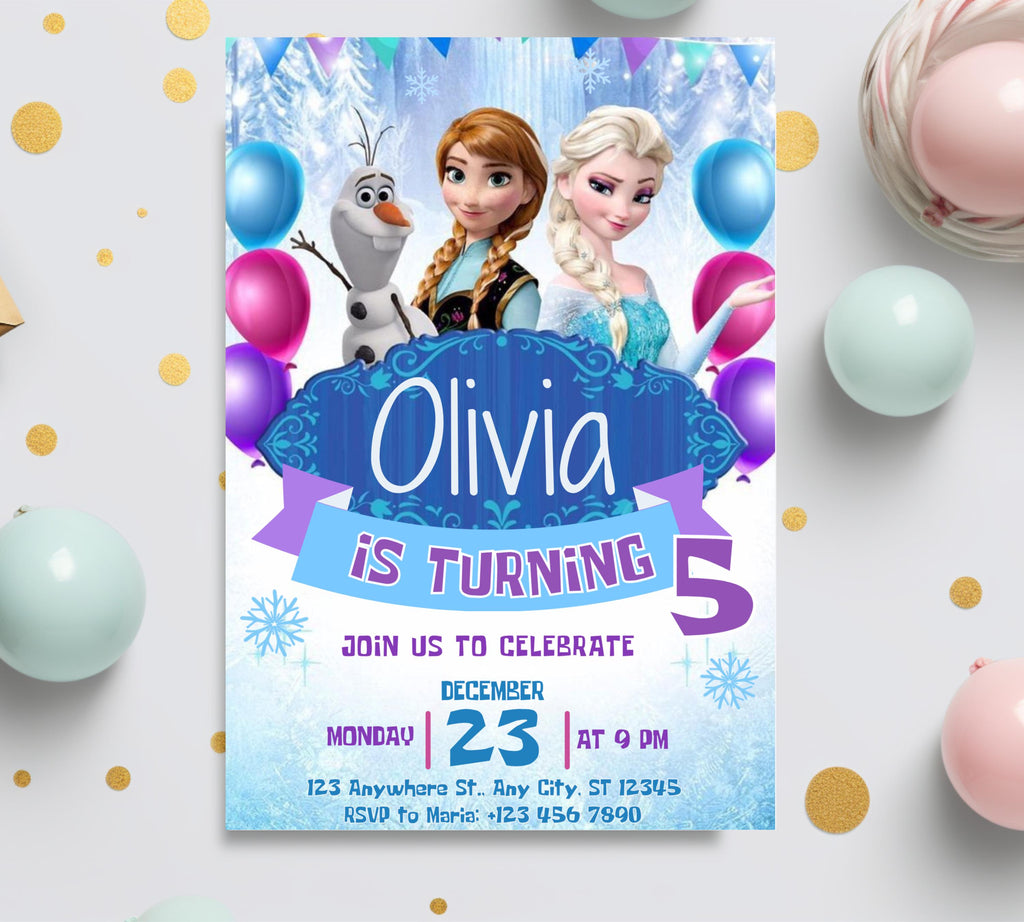 Editable Frozen Birthday Invitation, Frozen Party Elsa Invitation, Winter Snow Kids Birthday Invite, Kids Birthday Invite, Instant Download