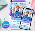 Editable Frozen Birthday Invitation, Frozen Party Elsa Invitation, Winter Snow Kids Birthday Invite, Kids Birthday Invite, Instant Download