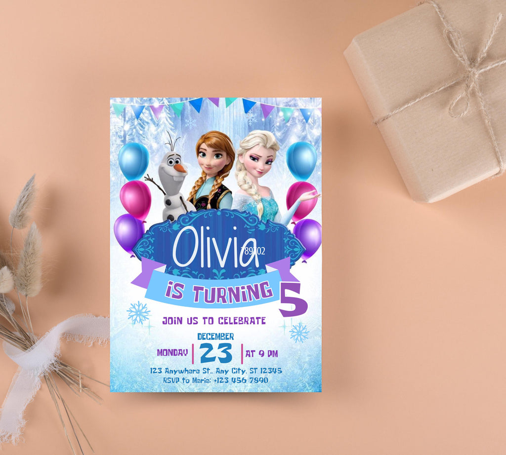 Editable Frozen Birthday Invitation, Frozen Party Elsa Invitation, Winter Snow Kids Birthday Invite, Kids Birthday Invite, Instant Download