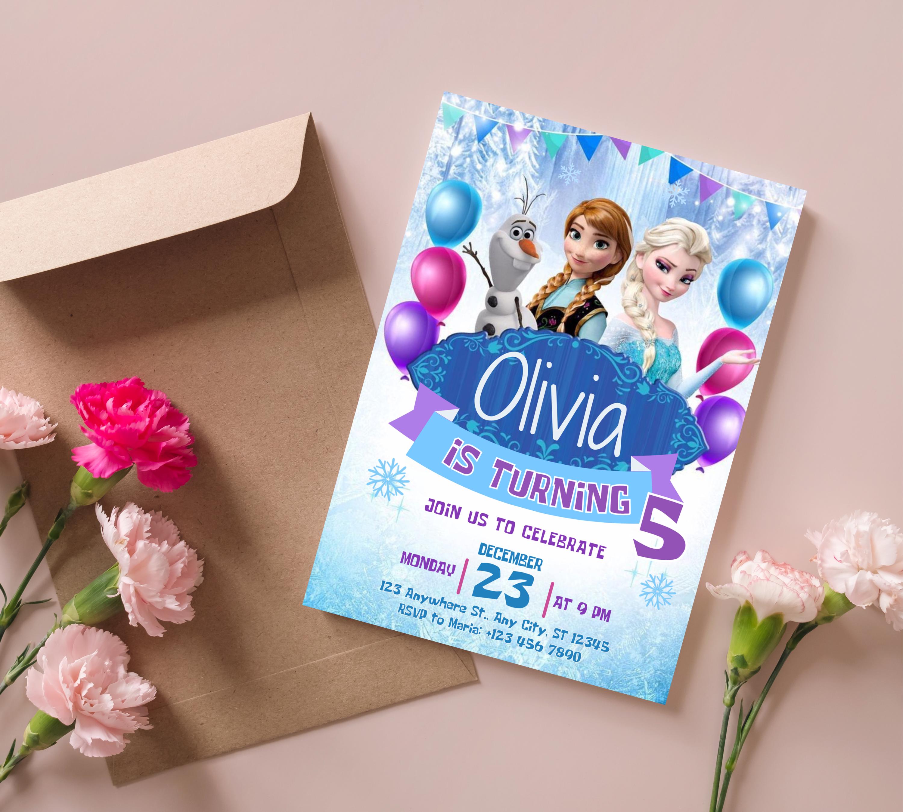Editable Frozen Birthday Invitation, Frozen Party Elsa Invitation, Winter Snow Kids Birthday Invite, Kids Birthday Invite, Instant Download