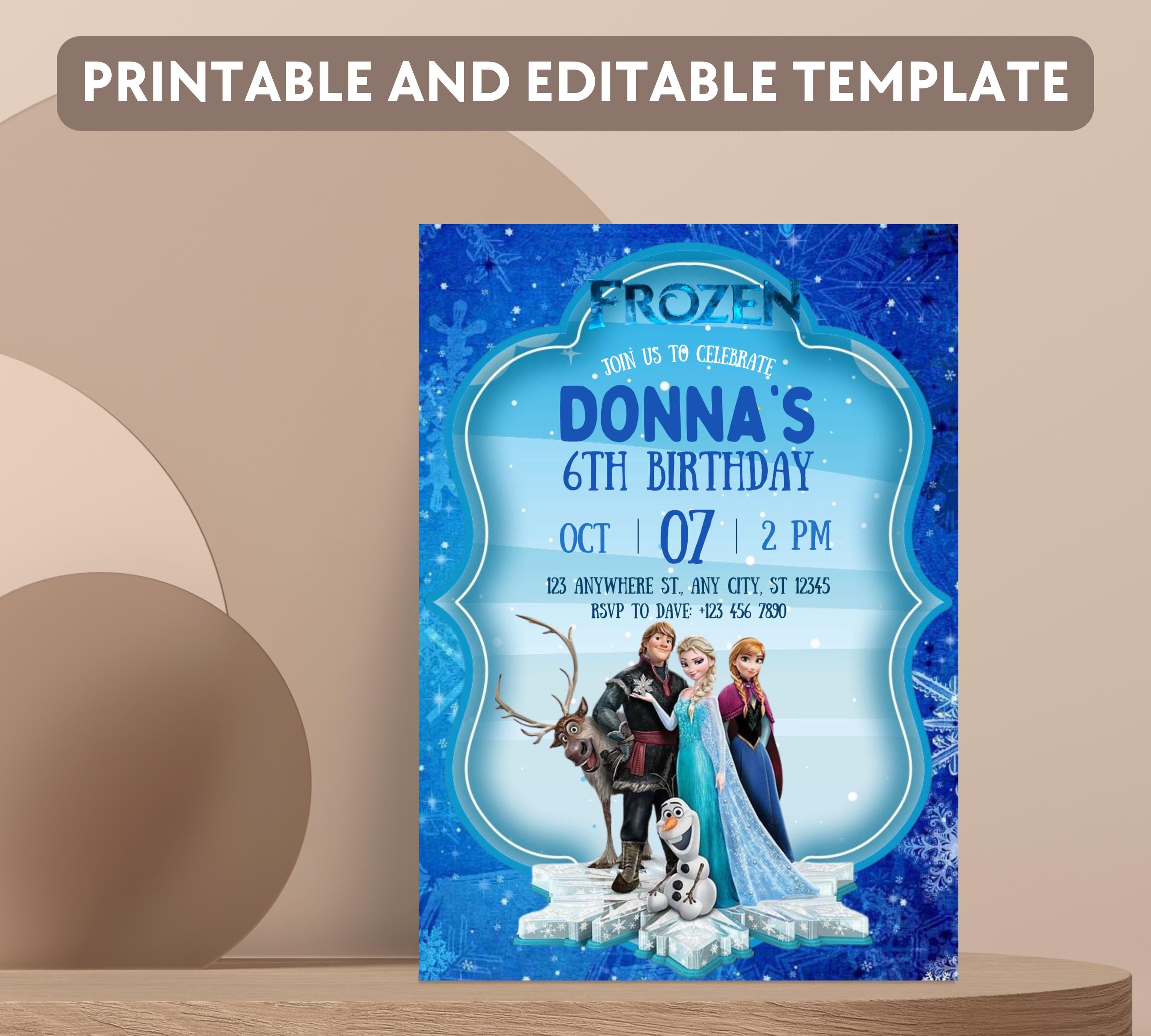 FROZEN Birthday Invitation, Elsa Birthday Invitation, Winter Snow Birthday Printable, Editable Instant Download, Frozen Party Invitation