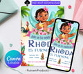 Baby Moana Birthday Invitation, Editable Digital Moana Birthday Invite, Kids Theme Party Invitation, Digital Baby Moana Invitation Template