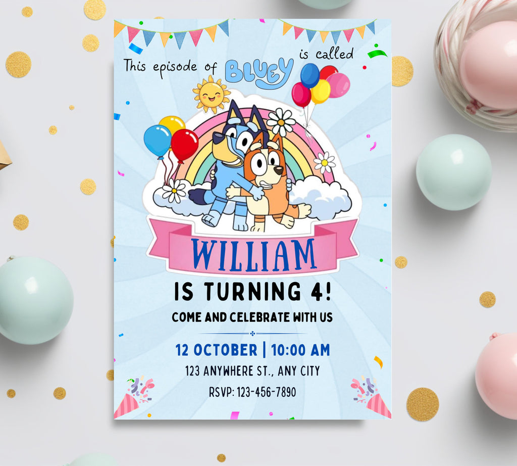 Bluey Editable Birthday Invitation, On This Episode of Bluey, Bluey Themed Boys Birthday Invite, Fully Customizable, Instant Download