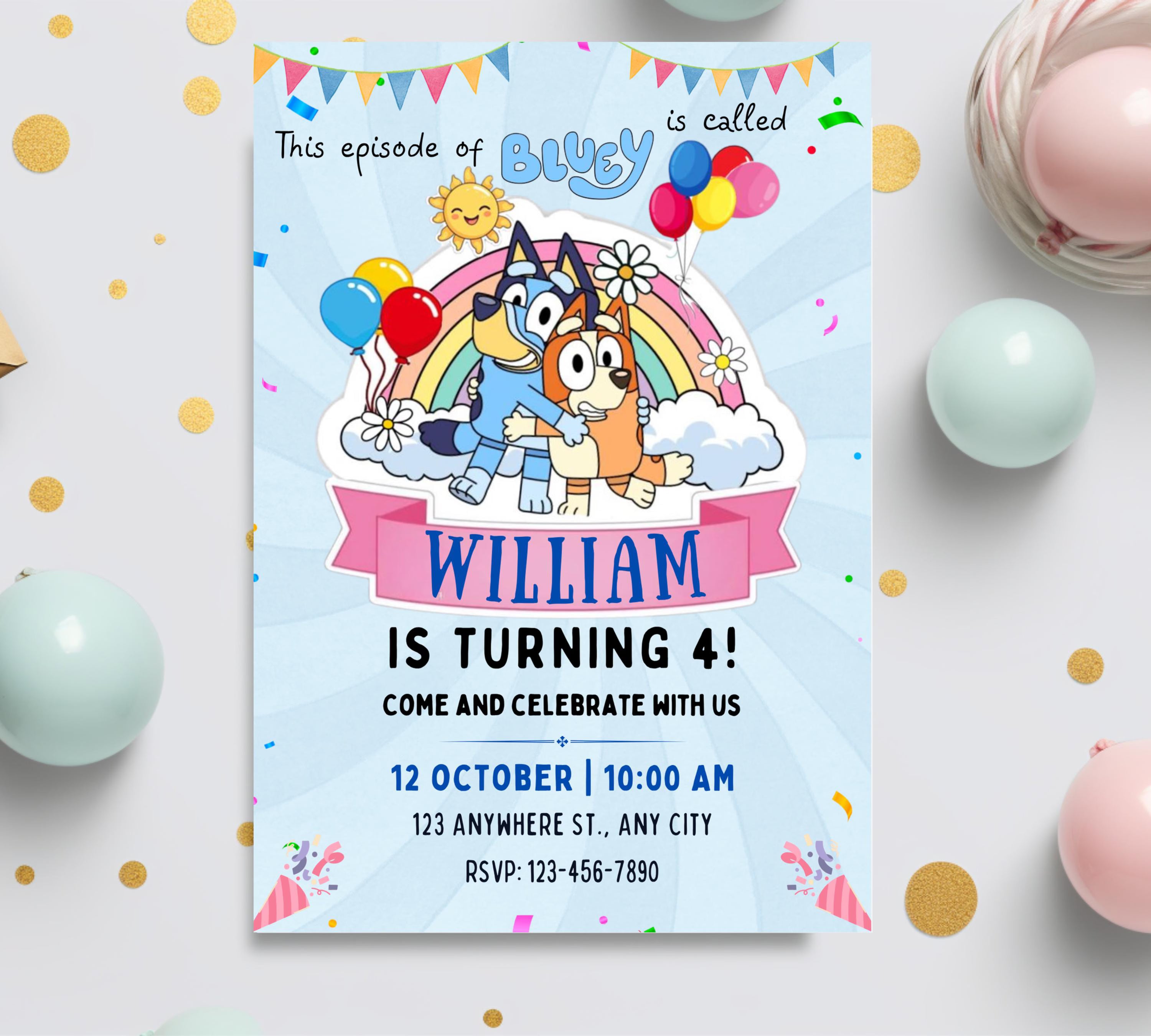 Bluey Editable Birthday Invitation, On This Episode of Bluey, Bluey Themed Boys Birthday Invite, Fully Customizable, Instant Download