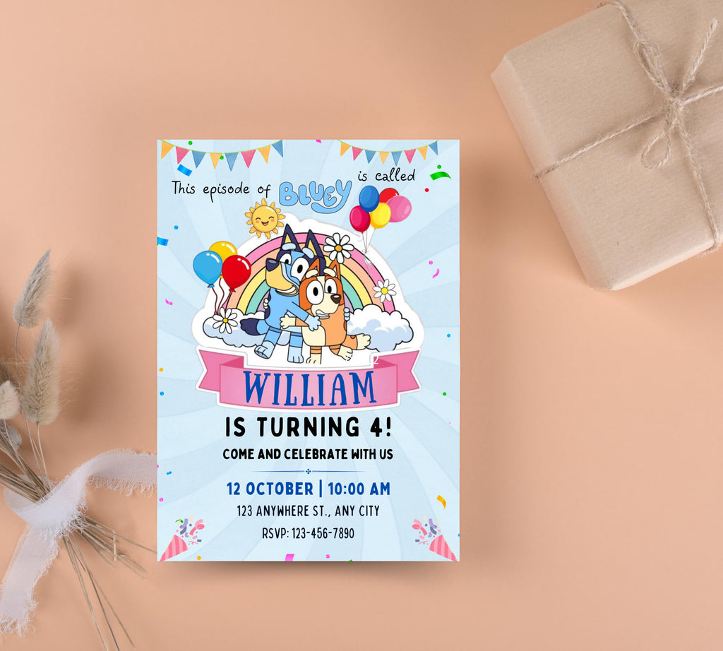 Bluey Editable Birthday Invitation, On This Episode of Bluey, Bluey Themed Boys Birthday Invite, Fully Customizable, Instant Download