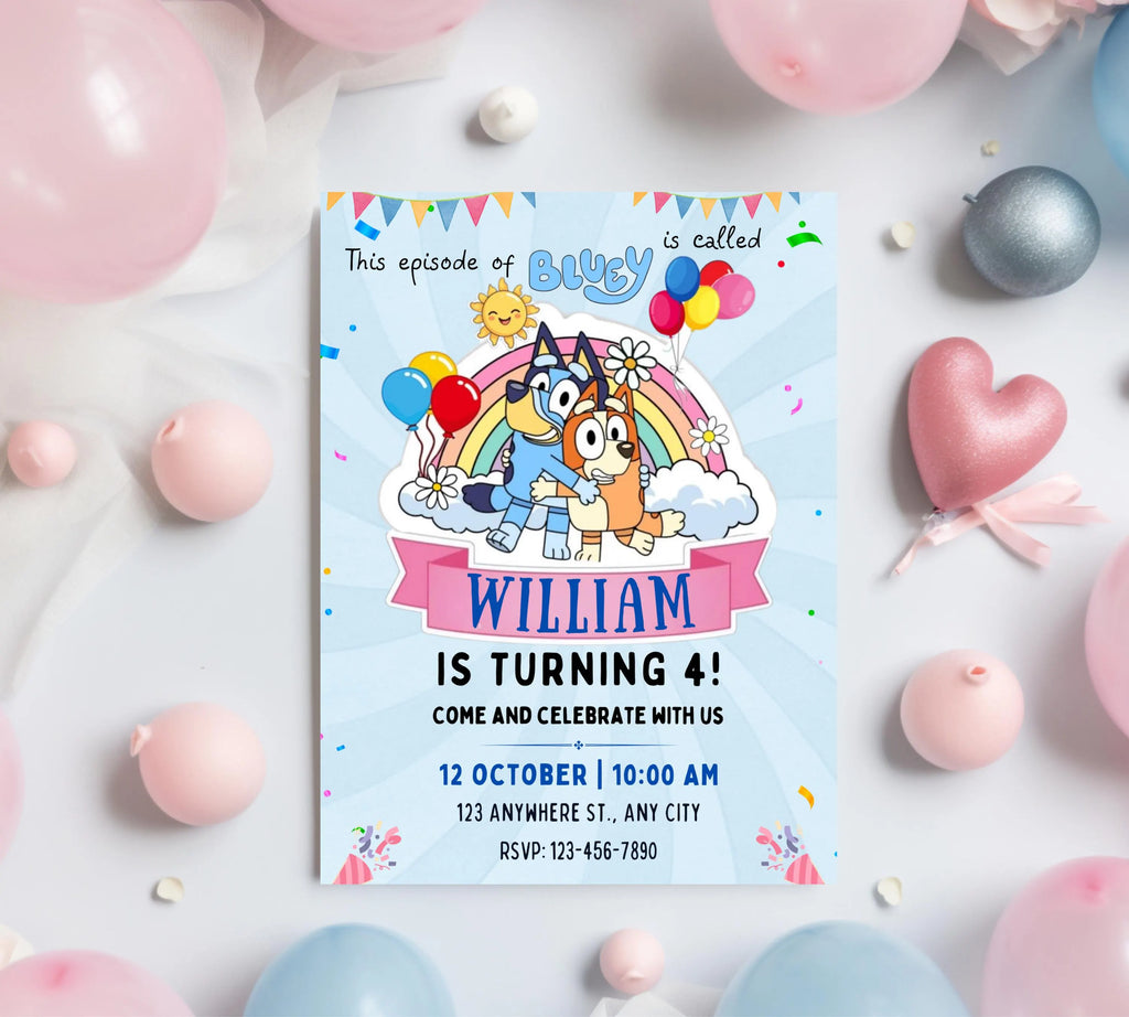 Bluey Editable Birthday Invitation, On This Episode of Bluey, Bluey Themed Boys Birthday Invite, Fully Customizable, Instant Download