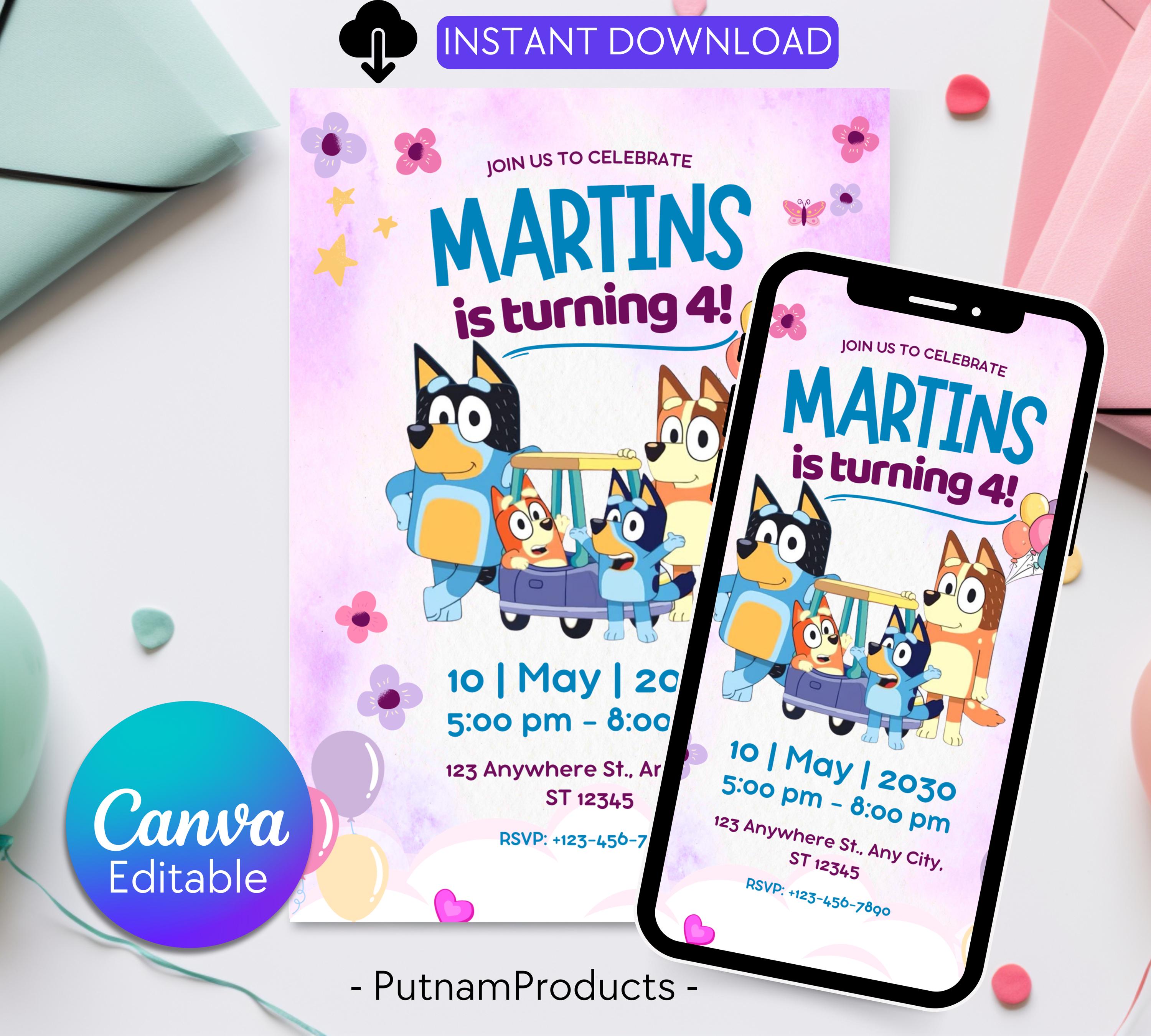 Editable Bluey Birthday Invitation, On This Episode of Bluey, Bluey Themed Kids Birthday Invite, Kids Party Theme Bluey Invitation