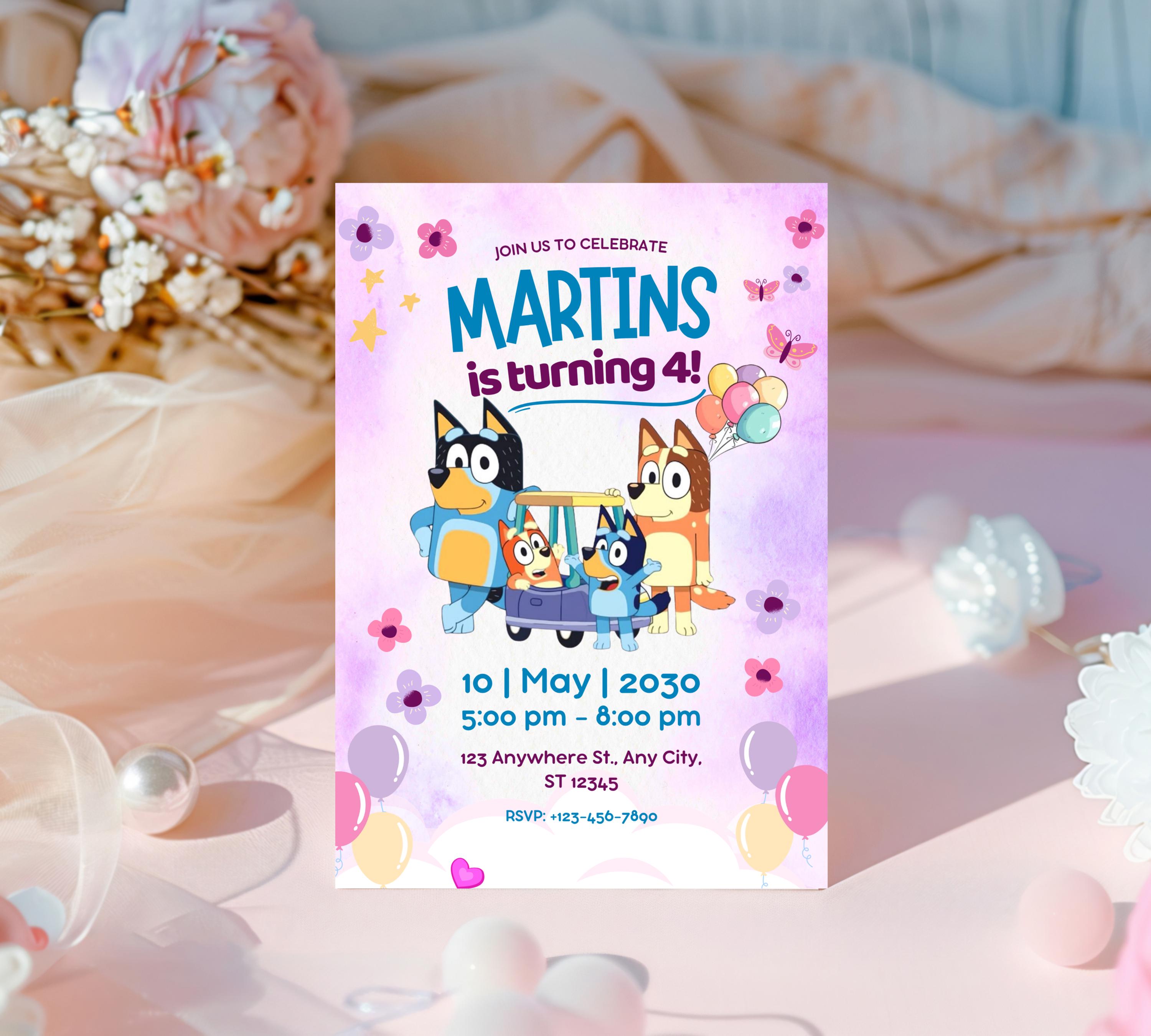 Editable Bluey Birthday Invitation, On This Episode of Bluey, Bluey Themed Kids Birthday Invite, Kids Party Theme Bluey Invitation