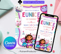 Editable Gabby Dollhouse Birthday Invitation, Gabbys Dollhouse Kids Party Invite, Digital Gabby Dollhouse Birthday Invite, Gabby Template