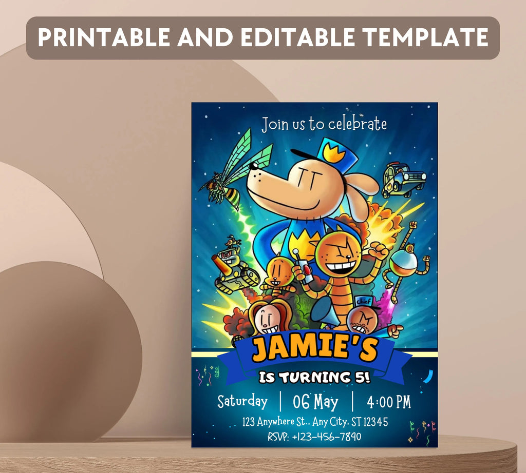 Editable Dog Man Birthday Invitation, Dog Man Invitation, Editable Kids Birthday Invitation, Dog Man Movie Invitation, DogMan Birthday