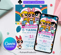 Editable Girl Birthday Invitation, PowerPuff birthday invitation, PowerPuff Girl birthday invitation, Girl Birthday Party, Instant Download