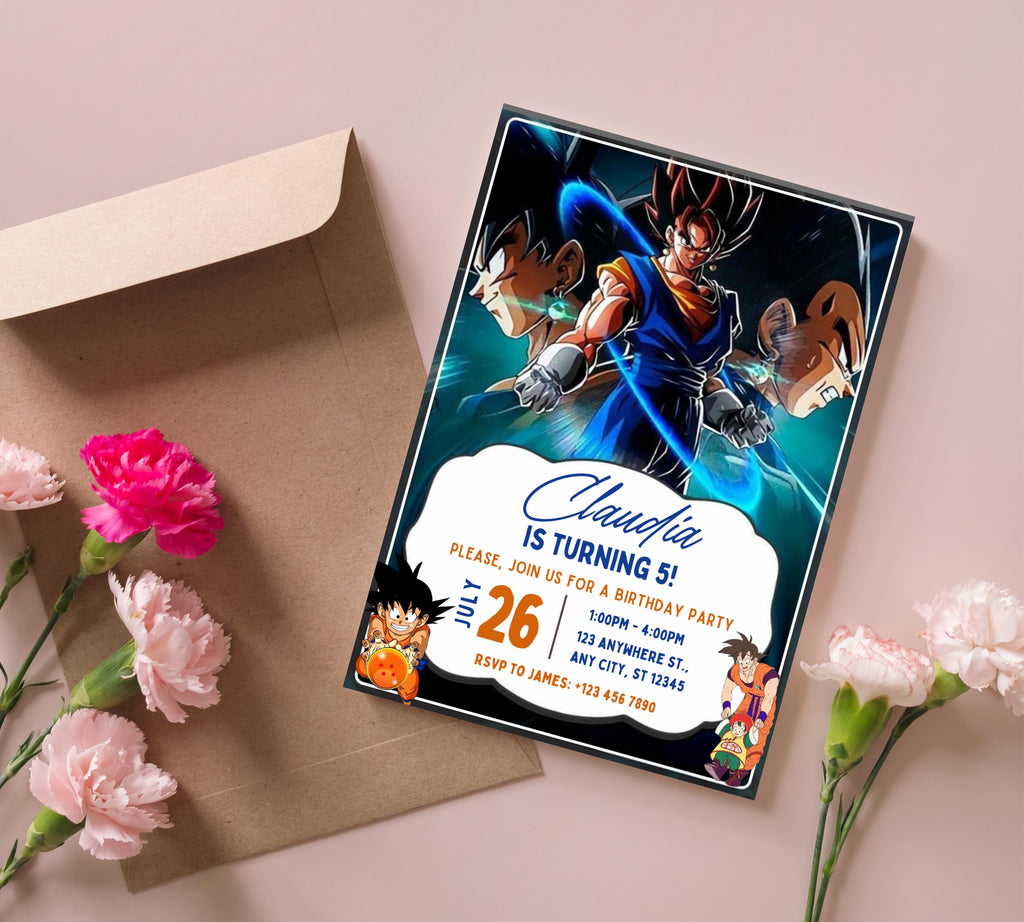 Editable Dragon Ball Birthday Invitation Template, Printable Digital Kids Party Template, Boys Birthday Party Invite, Instant Download