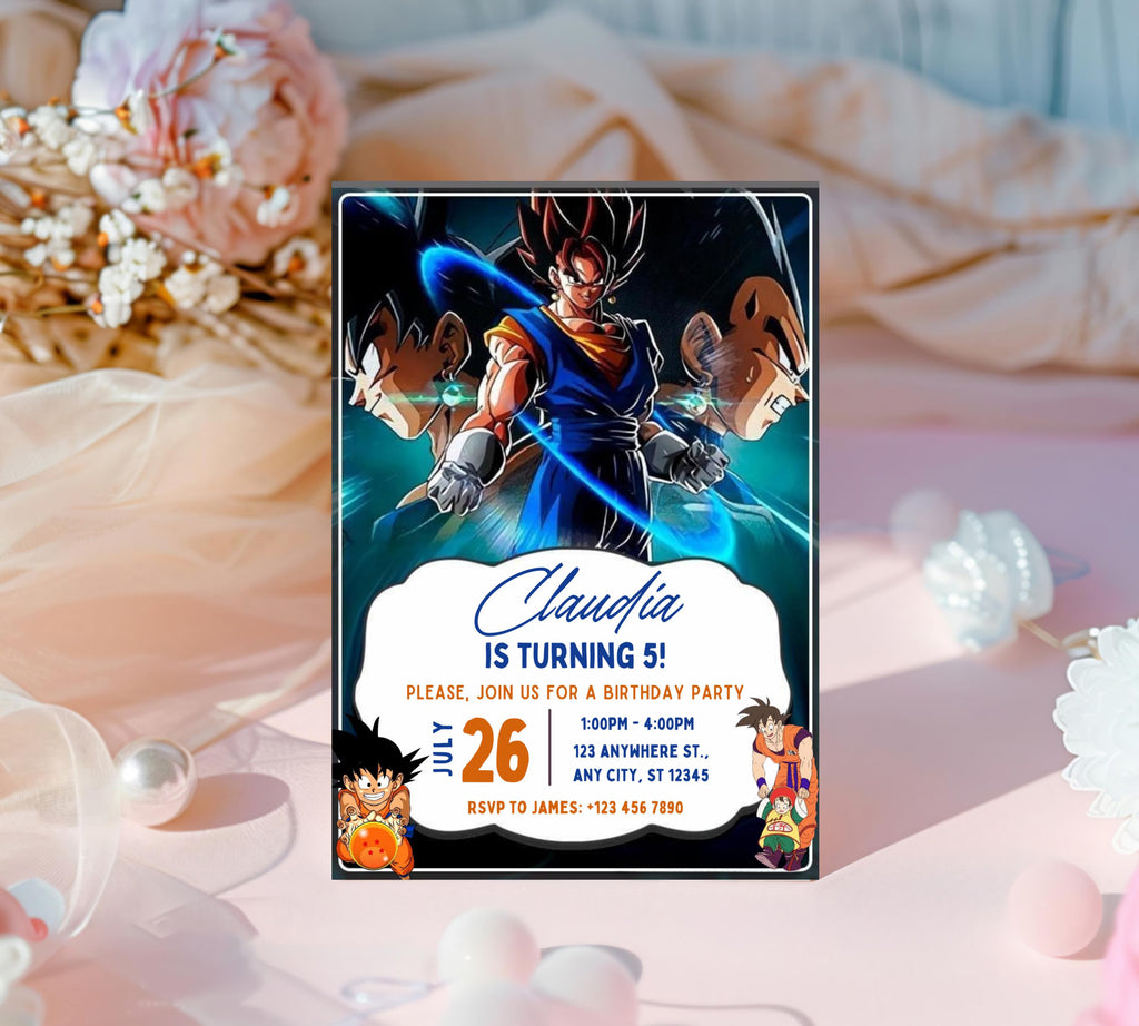 Editable Dragon Ball Birthday Invitation Template, Printable Digital Kids Party Template, Boys Birthday Party Invite, Instant Download