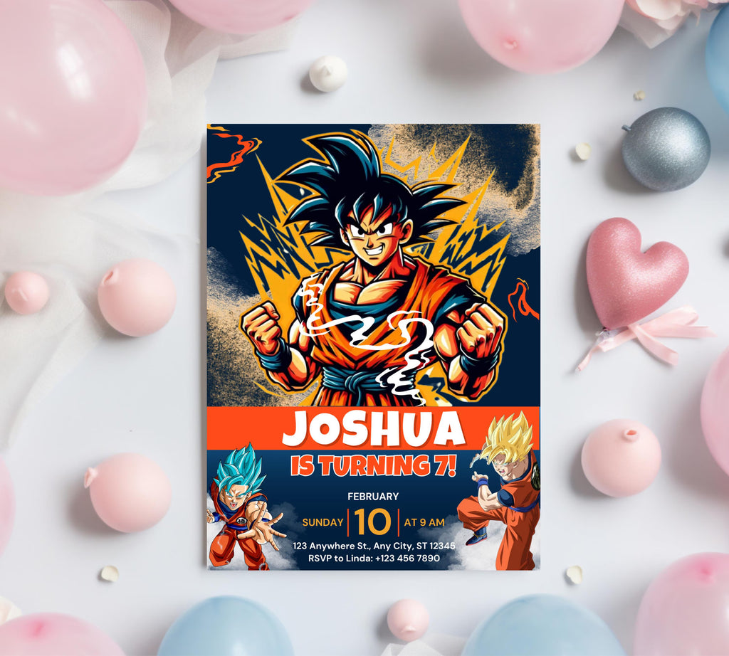 Dragon Ball Birthday Invitation Template, Editable Digital Kids Birthday Party Template, Boys Birthday Party Invite, Instant Download